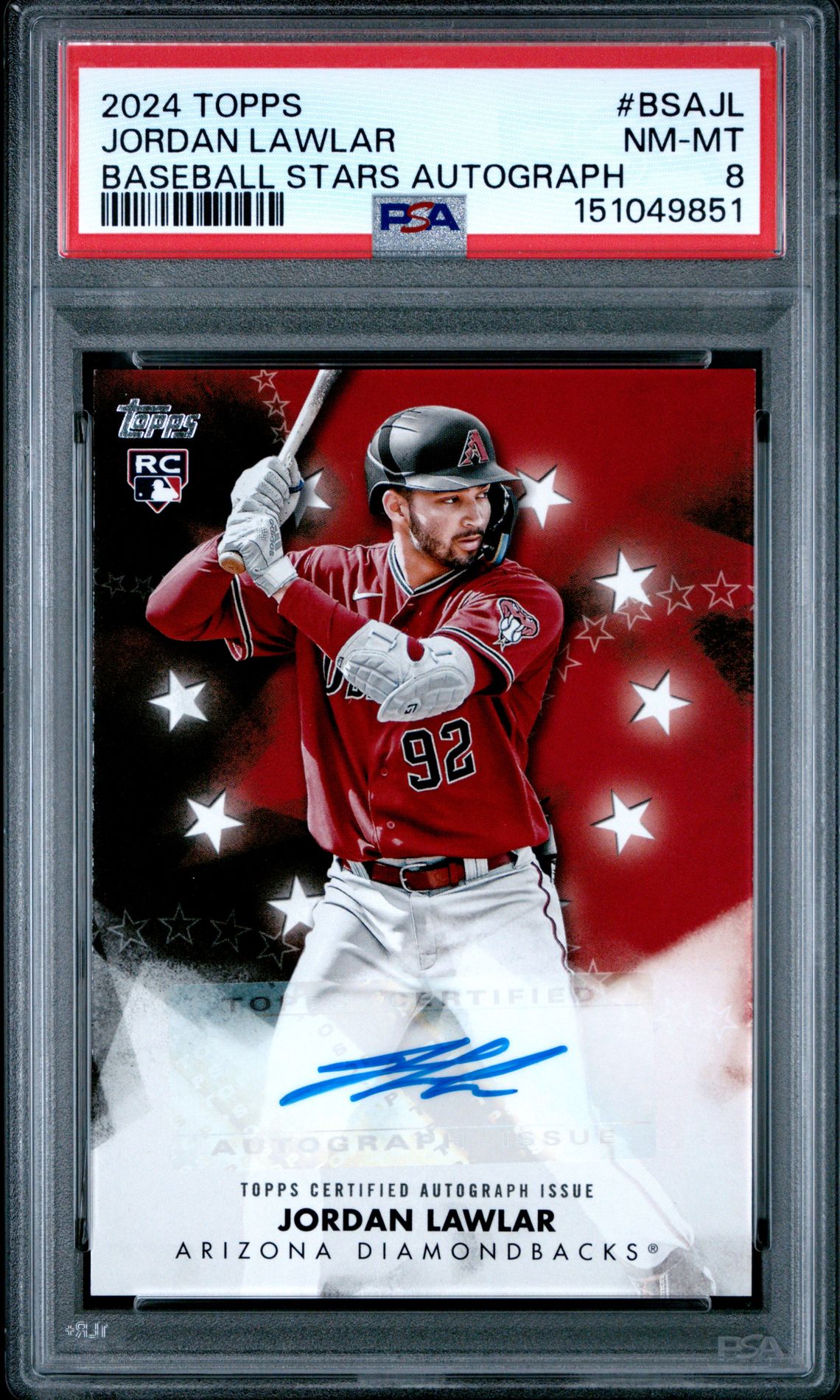 2024 Topps Baseball Stars Autographs Jordan Lawlar #Bsajl Nm-Mt 8 front