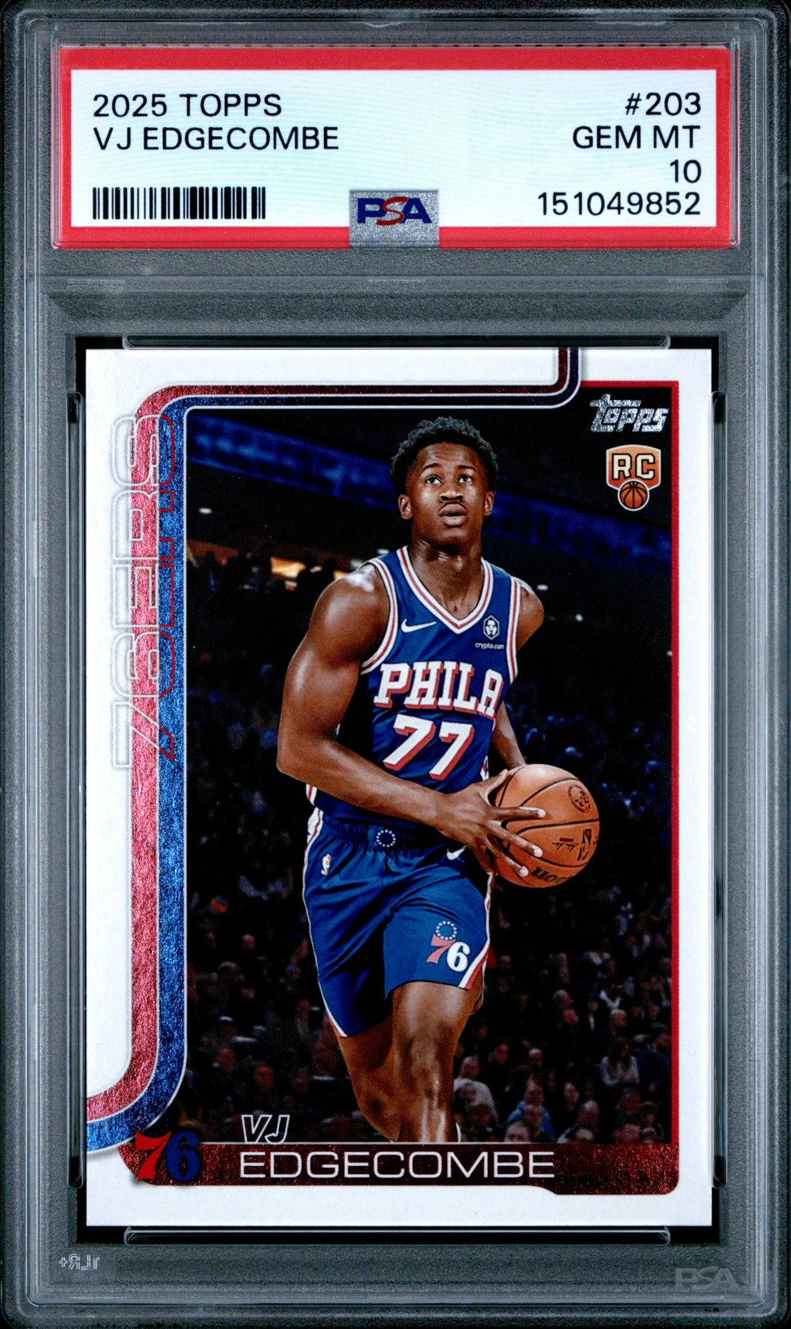 2025 Topps Vj Edgecombe #203 Gem Mt 10 front