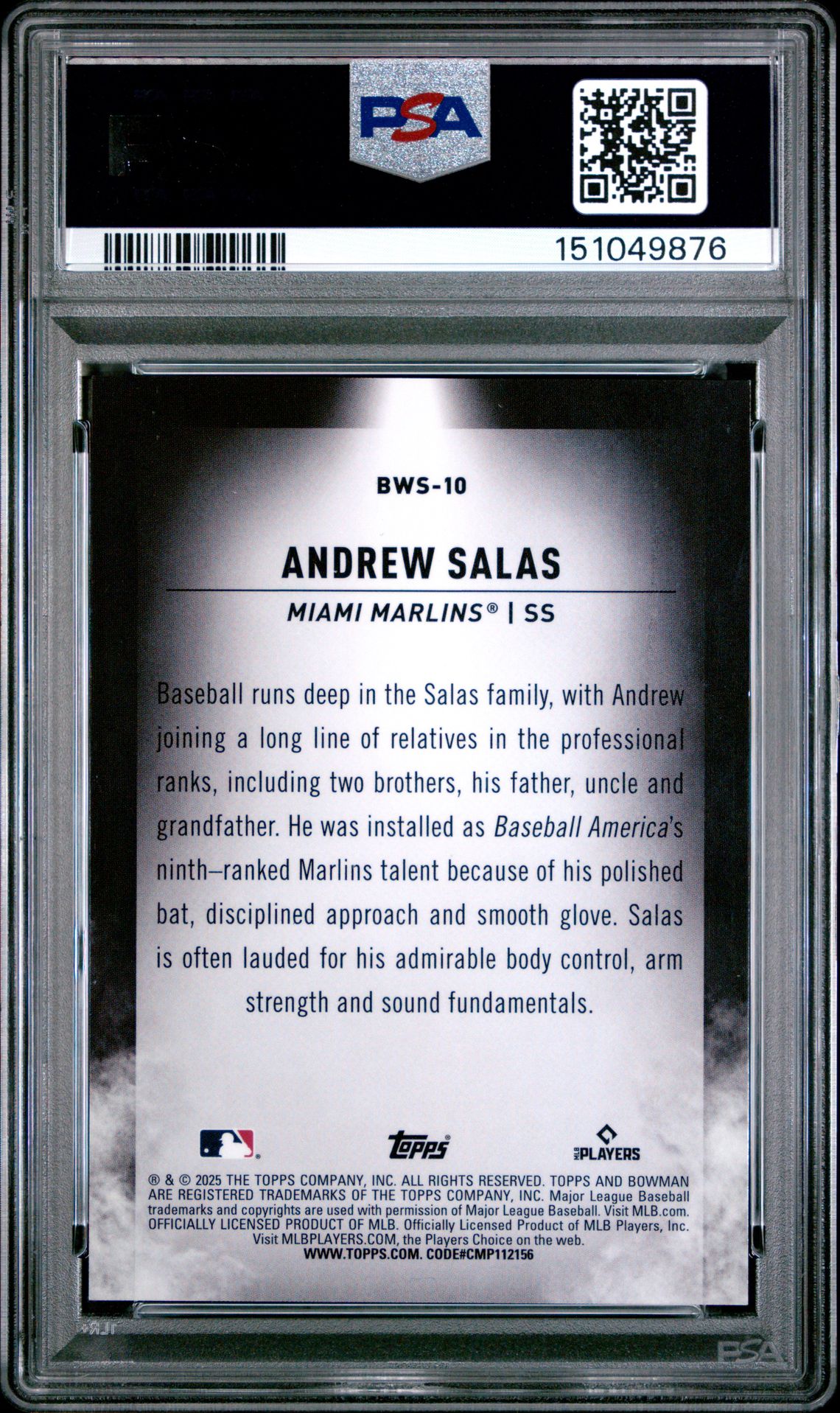 2025 Bowman Chrome Bowman Spotlights Andrew Salas #Bws-10 Mint 9 back