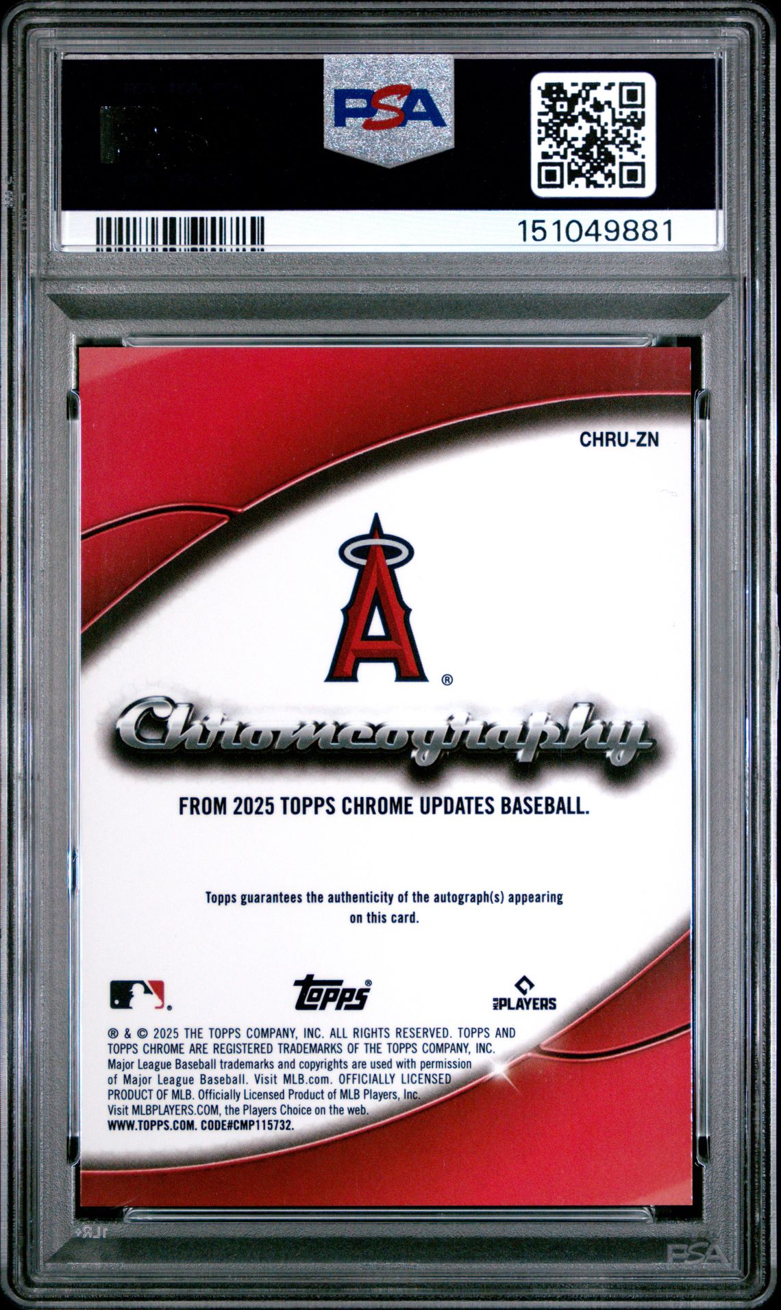 2025 Topps Chrome Update Chromeography Autographs Zach Neto #Zn (Chromeography Au-Grn Ref) Gem Mt 10 back
