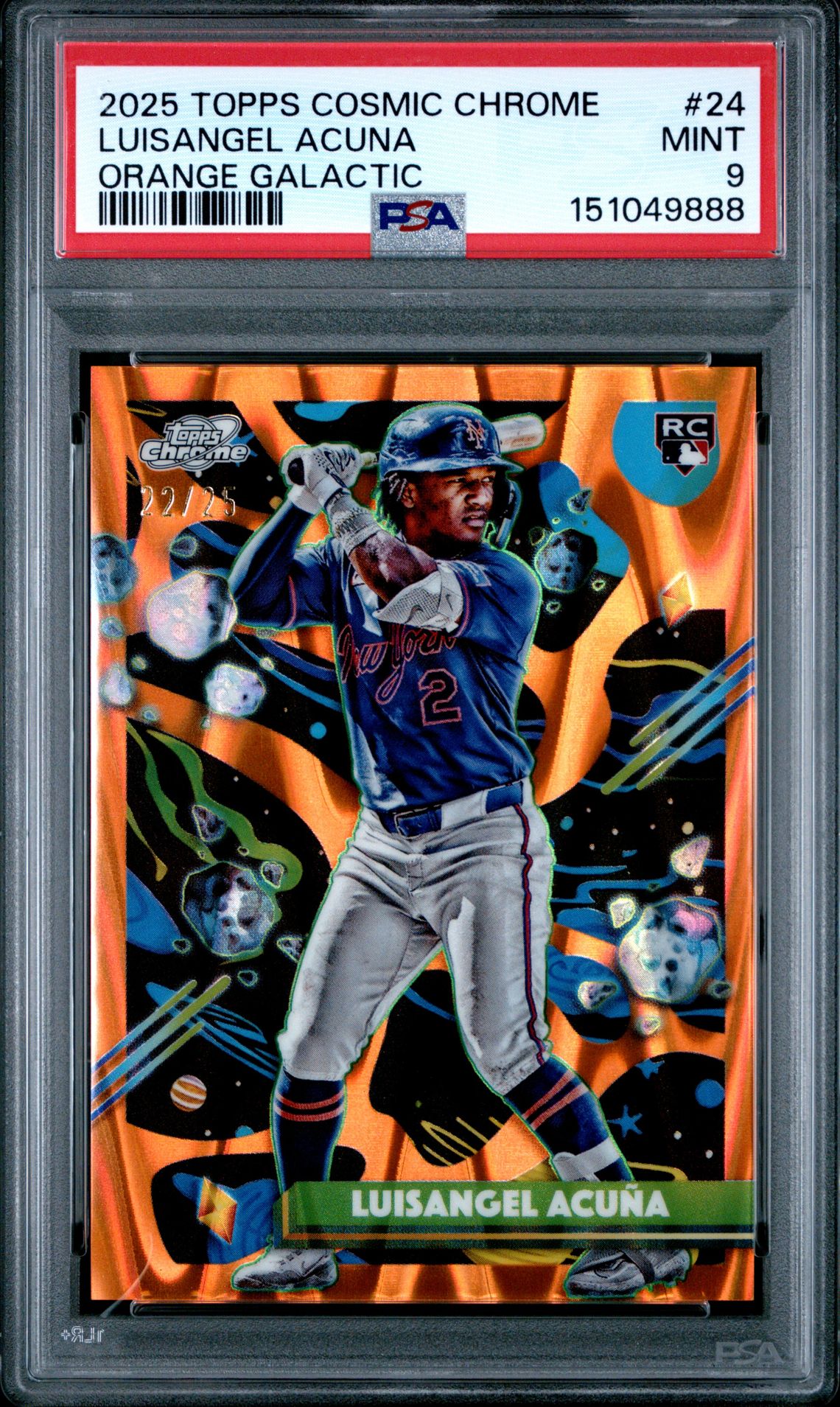 2025 Topps Cosmic Chrome Luisangel Acuna #24 (Orange Galactic) Mint 9 front