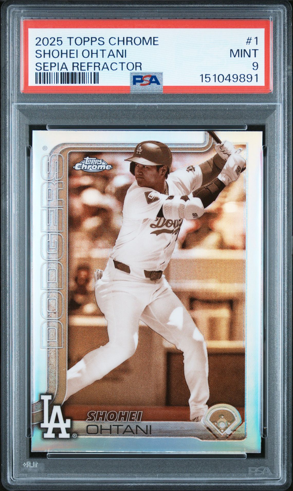 2025 Topps Chrome Shohei Ohtani #1 (Sepia Refractor) Mint 9 front