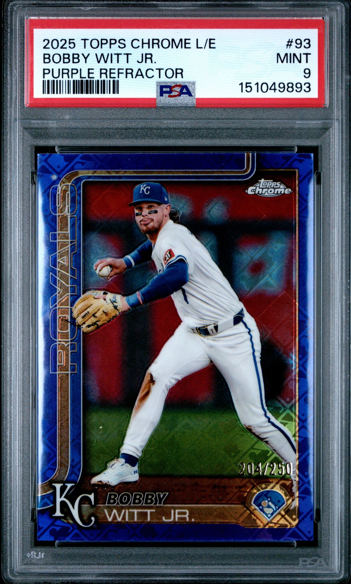 2025 Topps Chrome Logofractor Edition Bobby Witt Jr. #93 (Purple Refractor) Mint 9 front