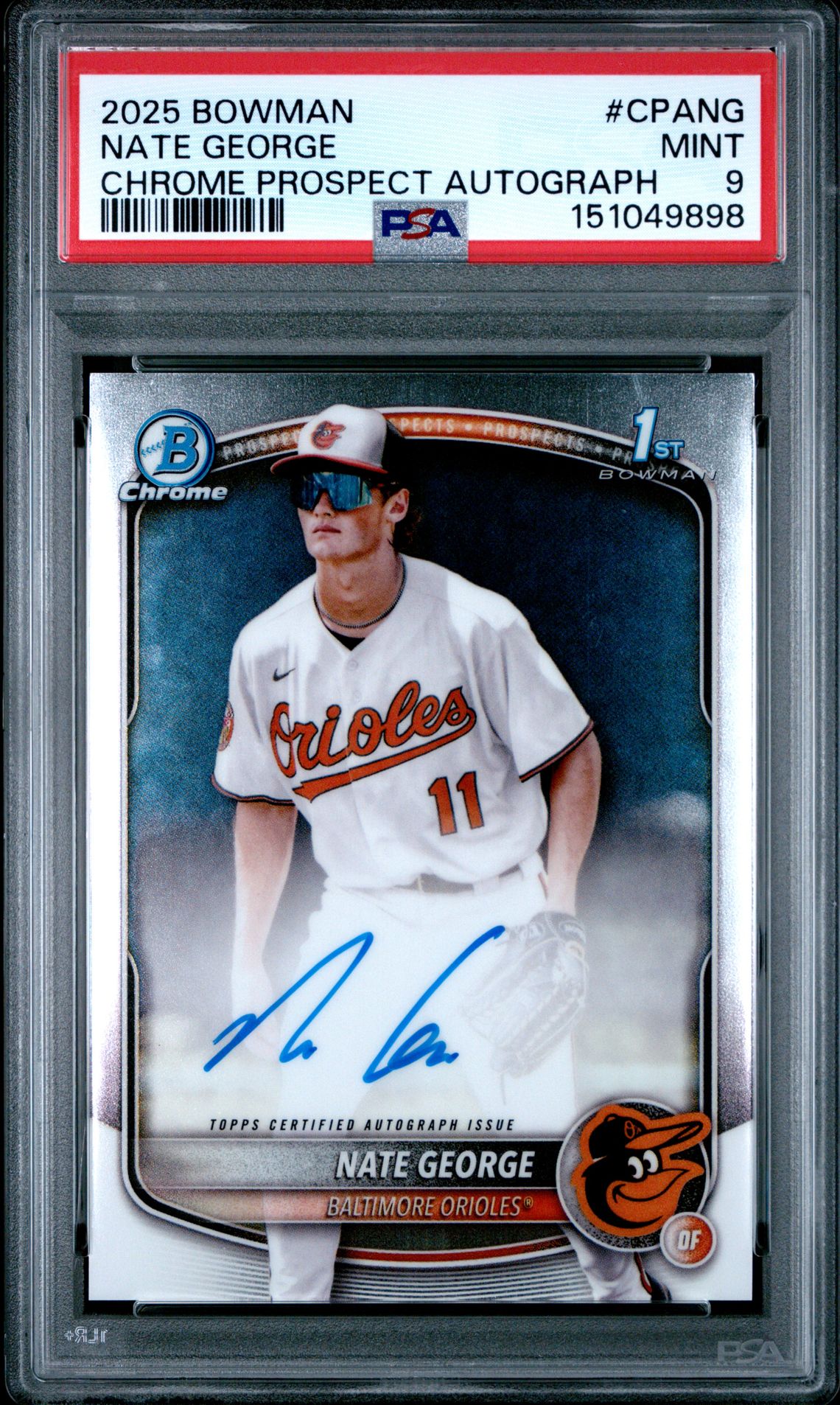 2025 Bowman Chrome Prospect Autographs Nate George #Cpang Mint 9 front