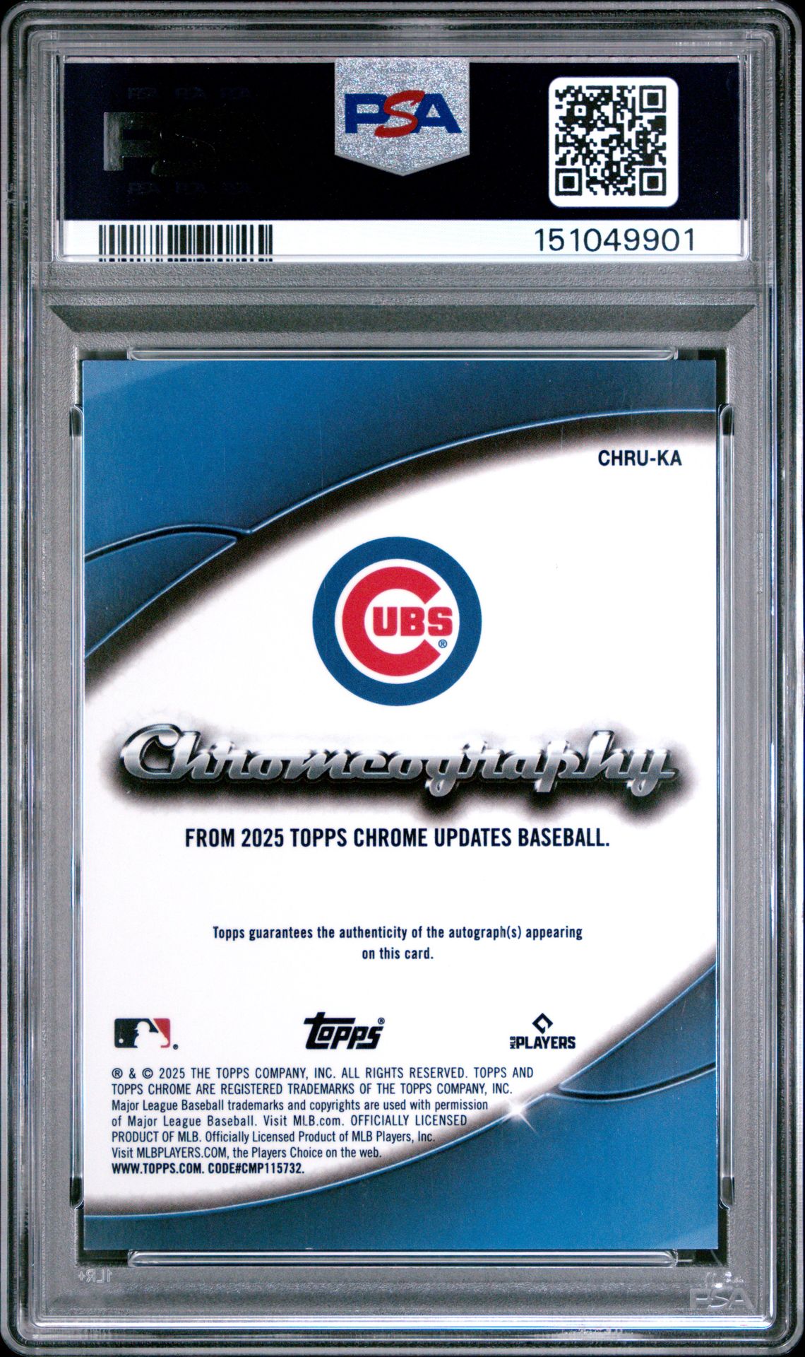 2025 Topps Chrome Update Chromeography Autographs Kevin Alcantara #Ka (Chromeography Au-Grn Ref) Mint 9 back