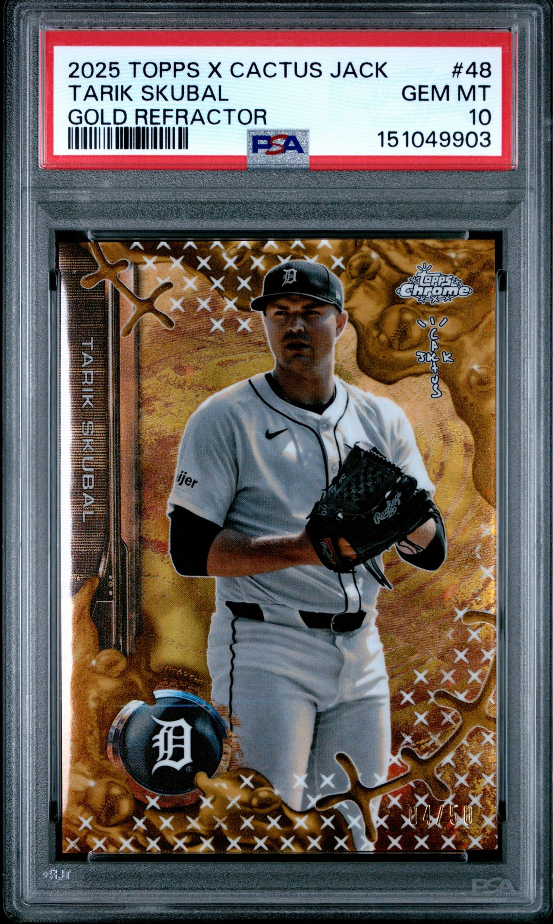 2025 Topps Chrome X Cactus Jack Tarik Skubal #48 (Gold Refractor) Gem Mt 10 front