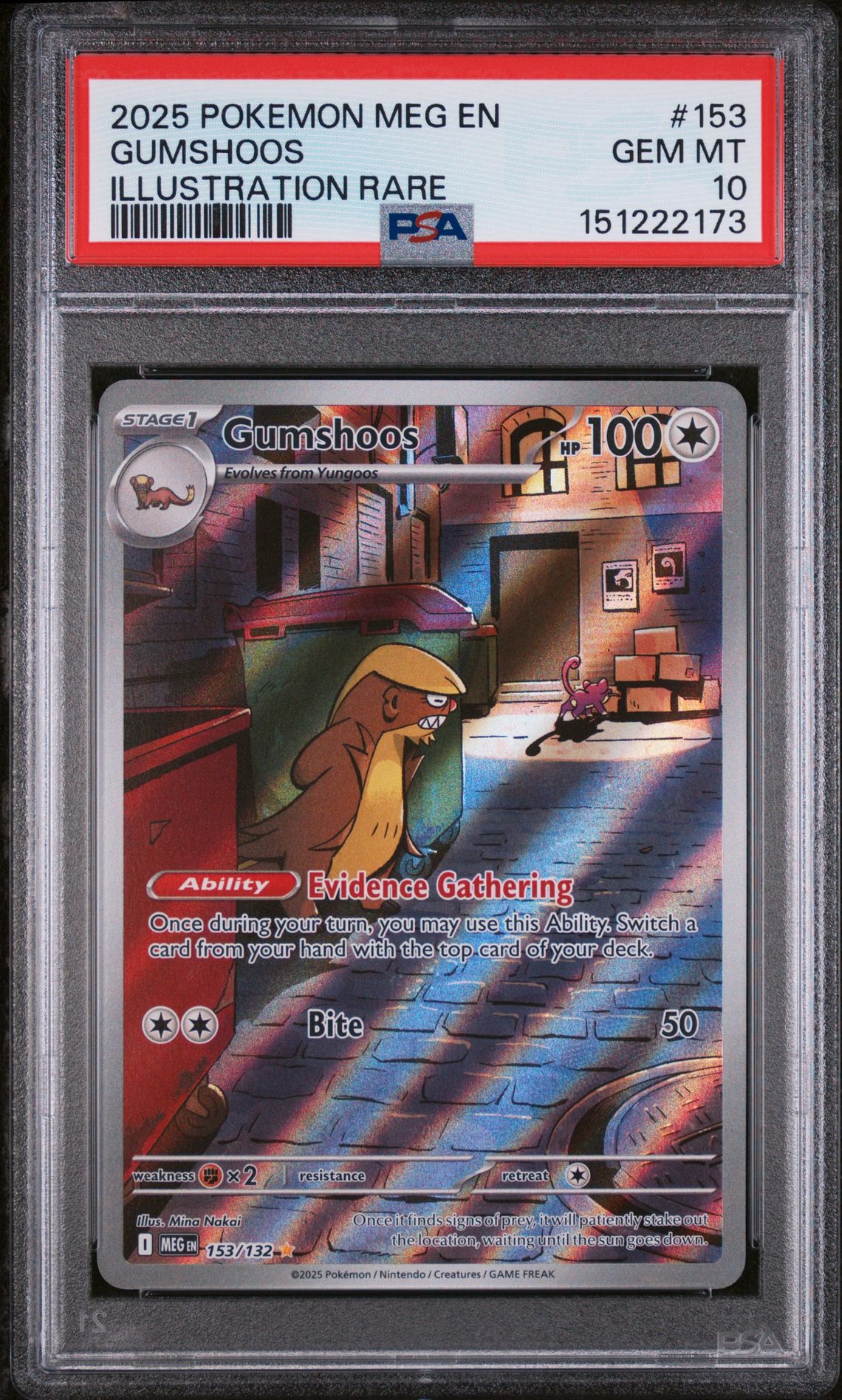 2025 Pokemon POKEMON MEG EN-MEGA EVOLUTION ILLUSTRATION RARE #153 Gumshoos front