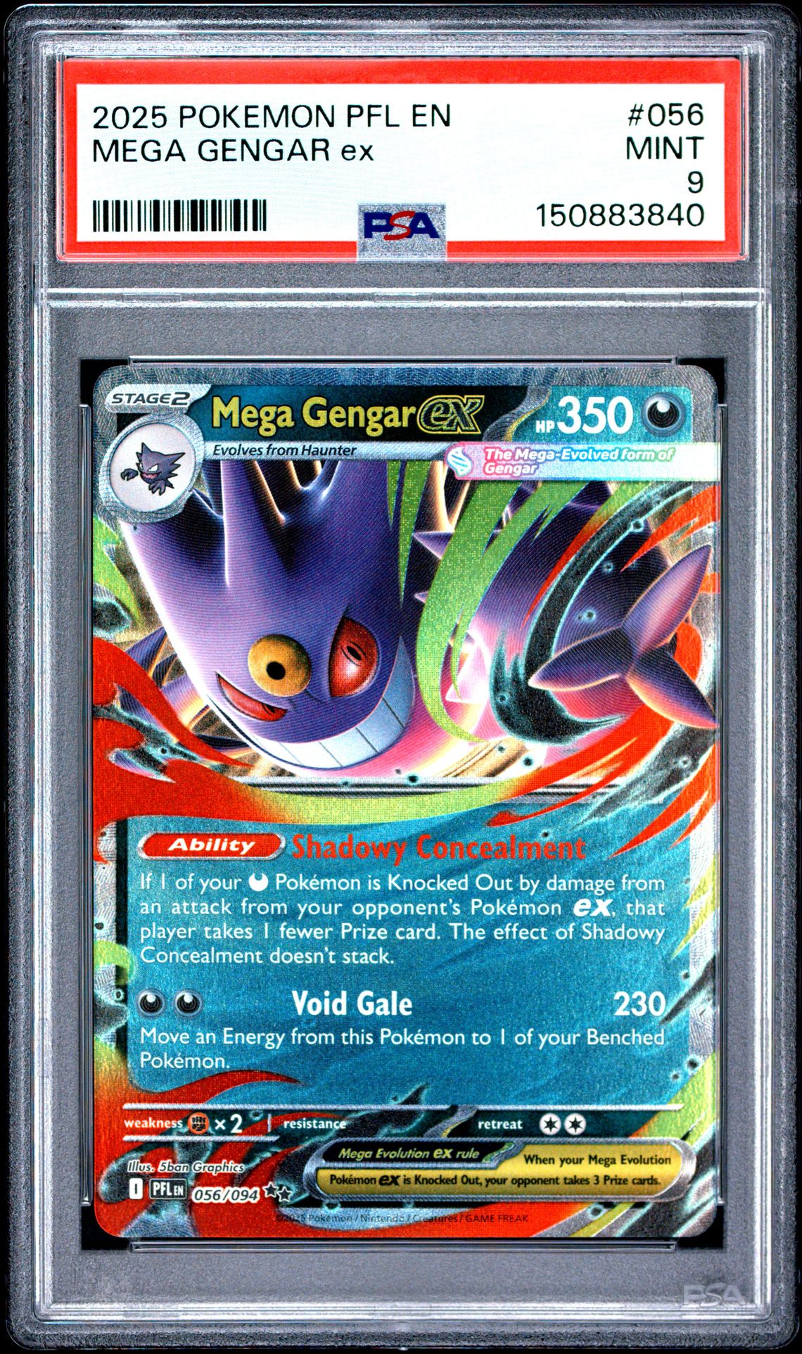 2025 Pokemon Pfl En-Phantasmal Flames Mega Gengar Ex #056 Mint 9 front