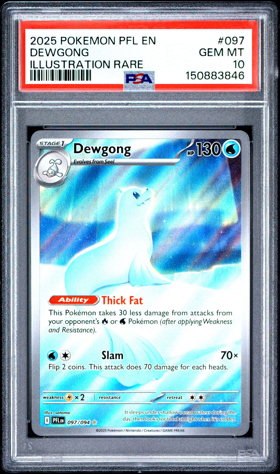 2025 Pokemon Pfl En-Phantasmal Flames Dewgong #097 (Illustration Rare) Gem Mt 10 front