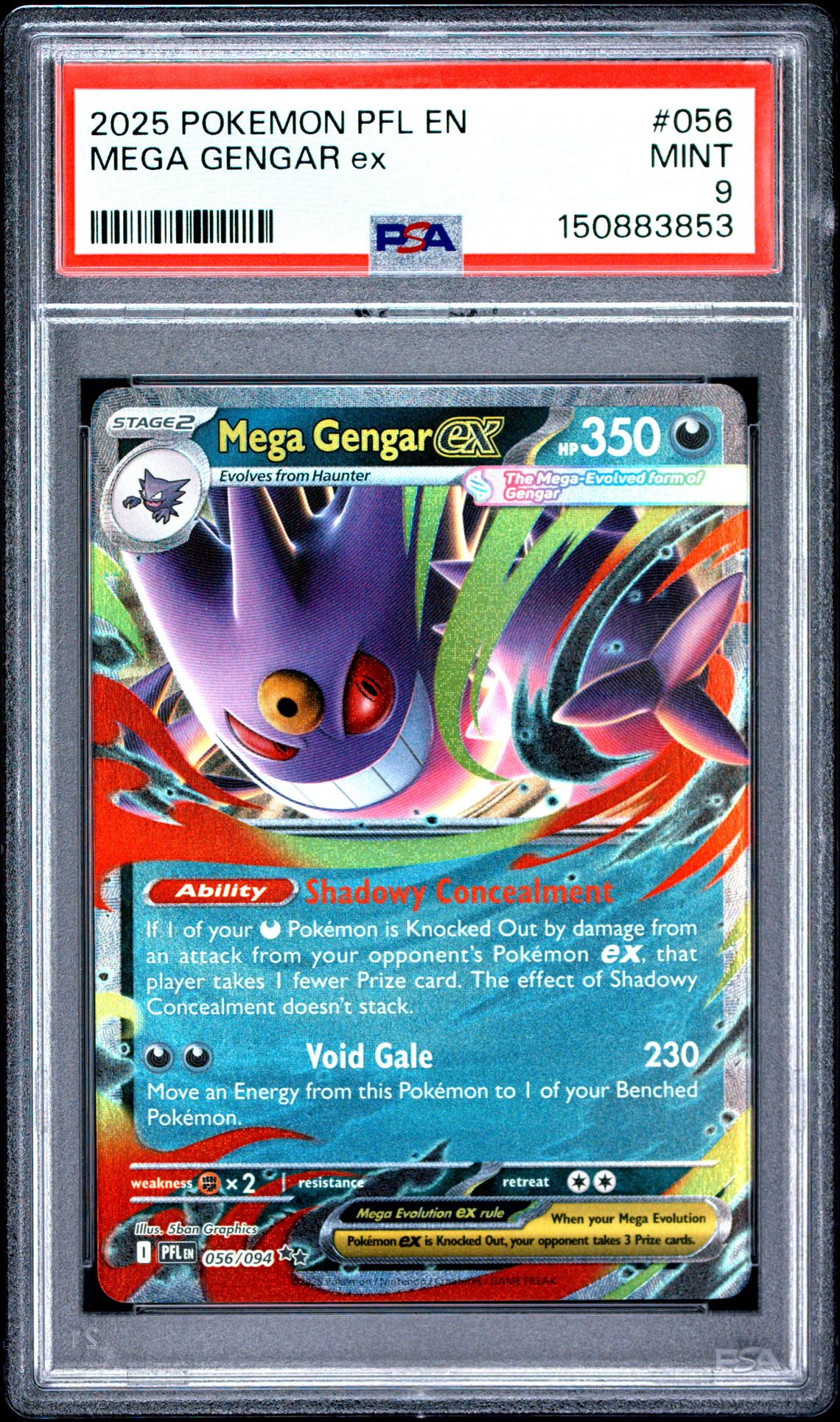 2025 Pokemon Pfl En-Phantasmal Flames Mega Gengar Ex #056 Mint 9 front