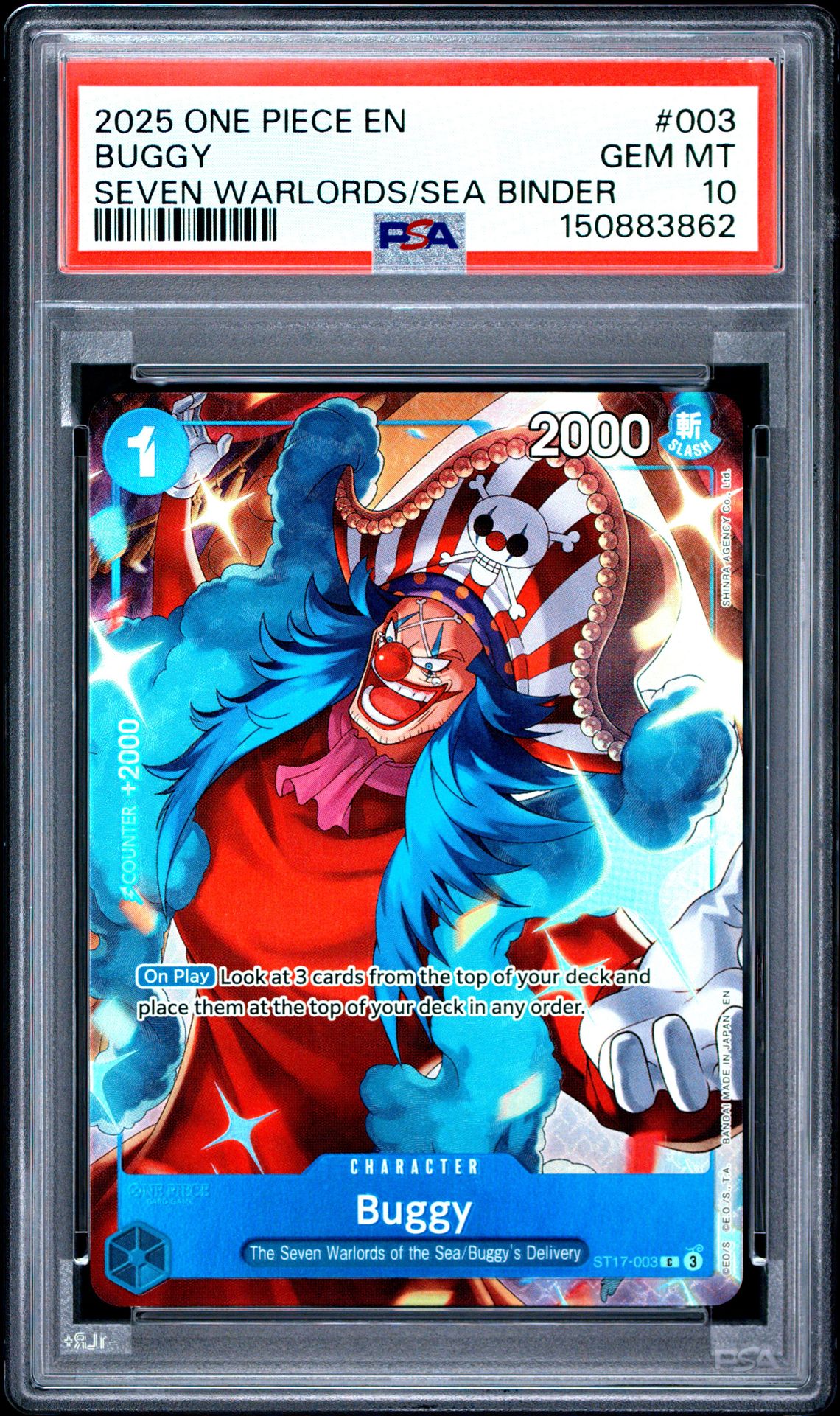2025 One Piece Seven Warlords Of The Sea Binder Set Buggy #003 Gem Mt 10 front