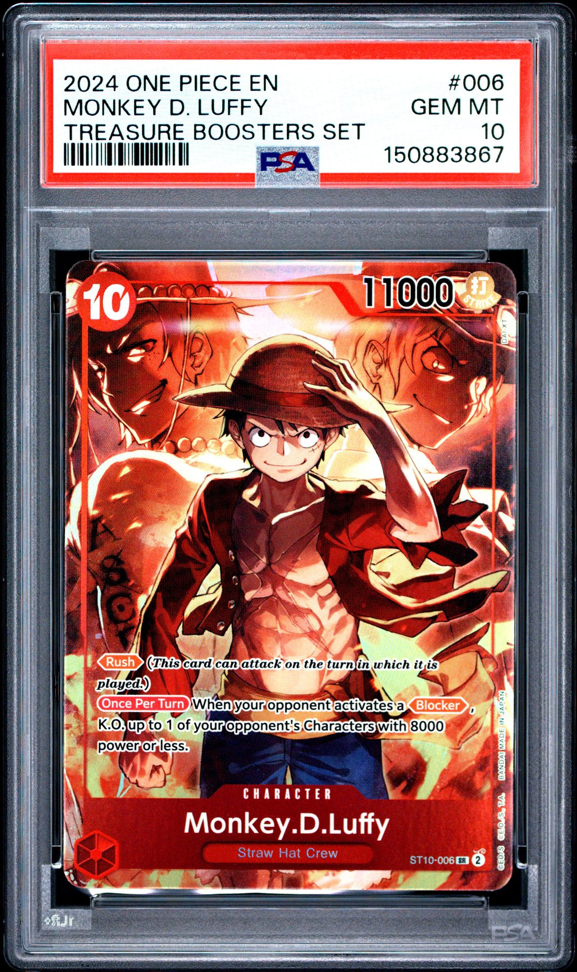 2024 One Piece Promos Monkey D. Luffy #006 (Treasure Boosters Set) Gem Mt 10 front