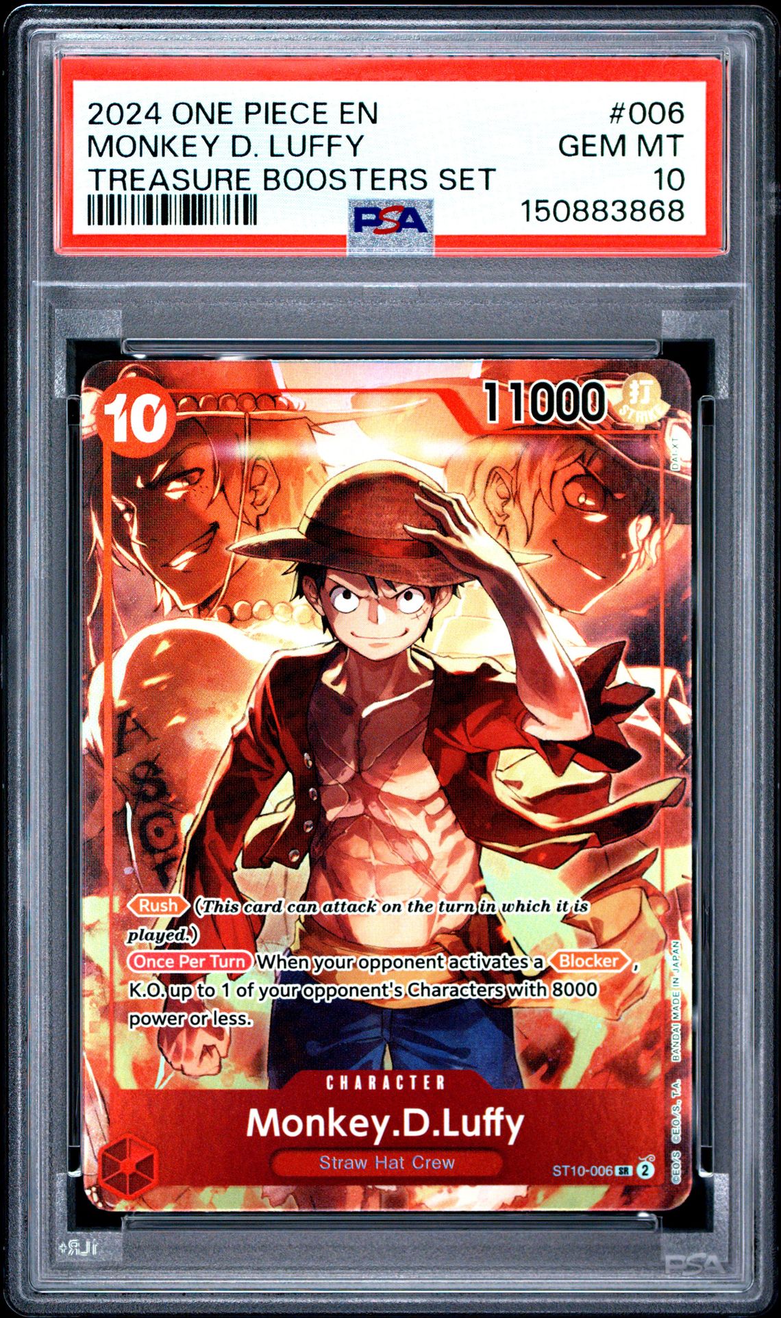 2024 One Piece Promos Monkey D. Luffy #006 (Treasure Boosters Set) Gem Mt 10 front