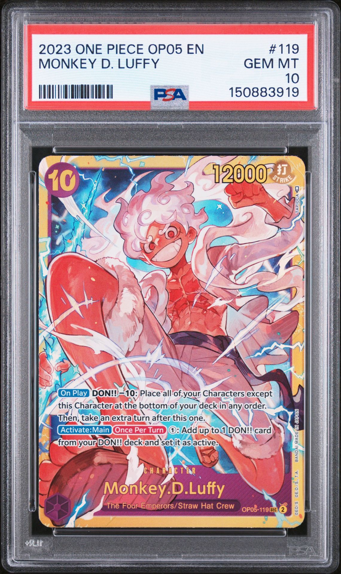 2023 One Piece Op05-Awakening Of The New Era Monkey D. Luffy #119 Gem Mt 10 front