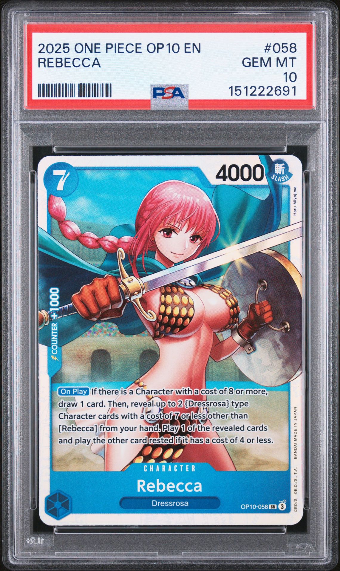 2025 One Piece Op10-Royal Blood Rebecca #058 Gem Mt 10 front