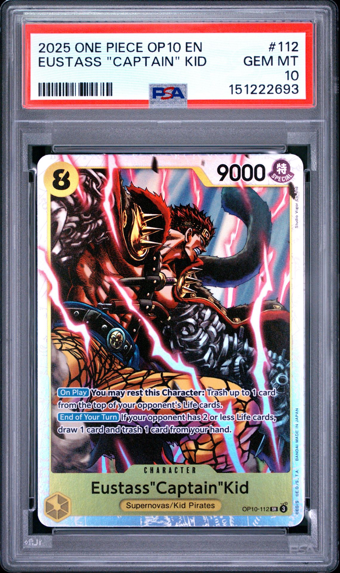 2025 One Piece Op10-Royal Blood Eustass "Captain" Kid #112 Gem Mt 10 front