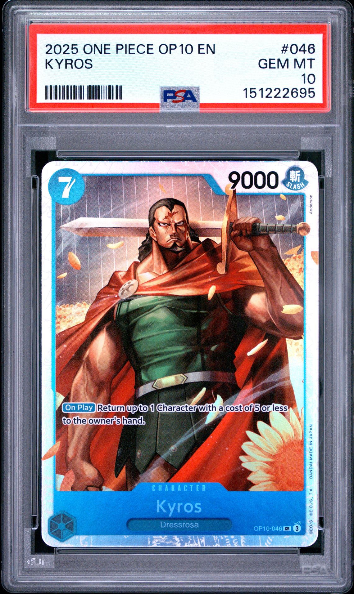 2025 One Piece Op10-Royal Blood Kyros #046 Gem Mt 10 front
