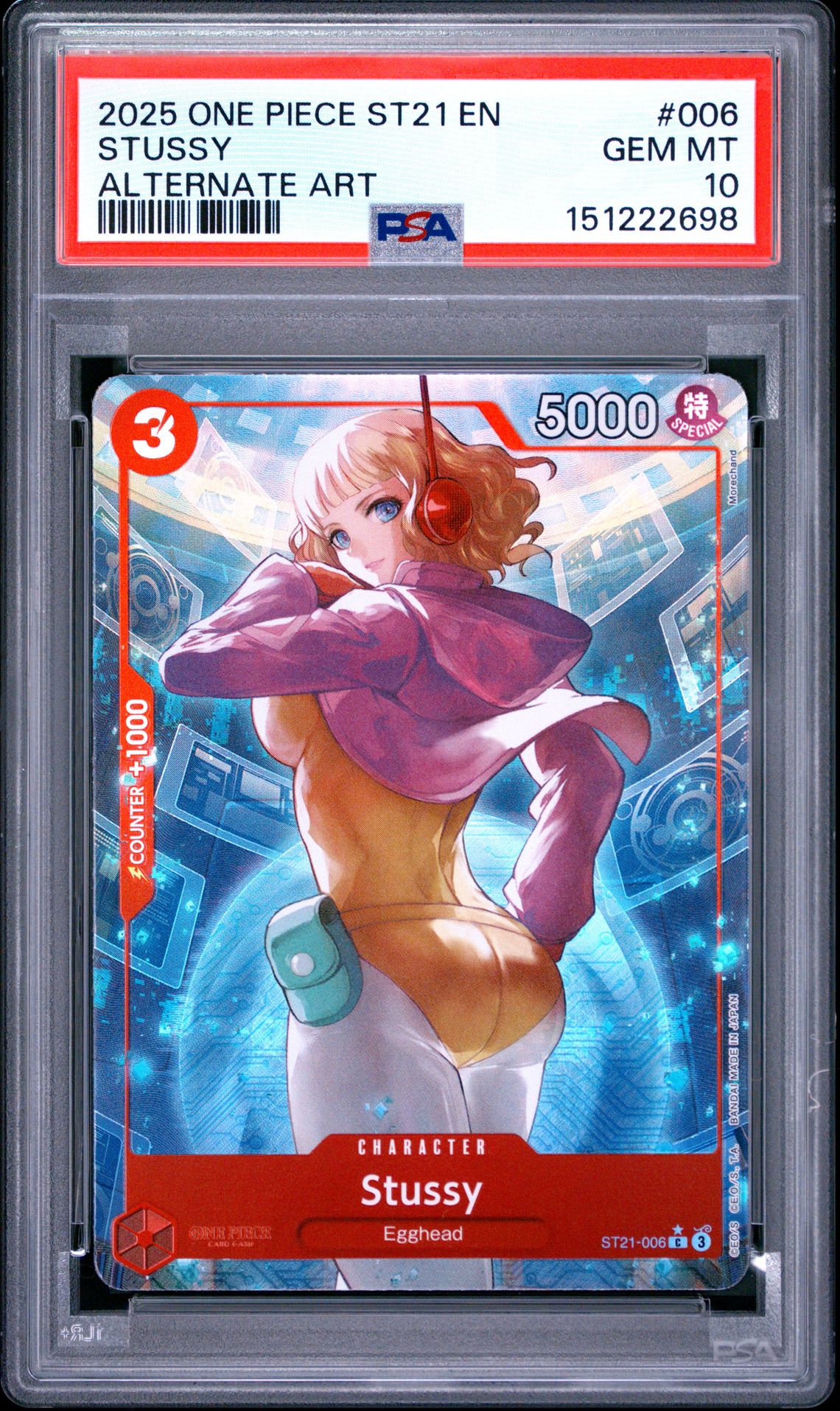 2025 One Piece Starter Deck St21-Ex Gear 5 Stussy #006 (Alternate Art) Gem Mt 10 front