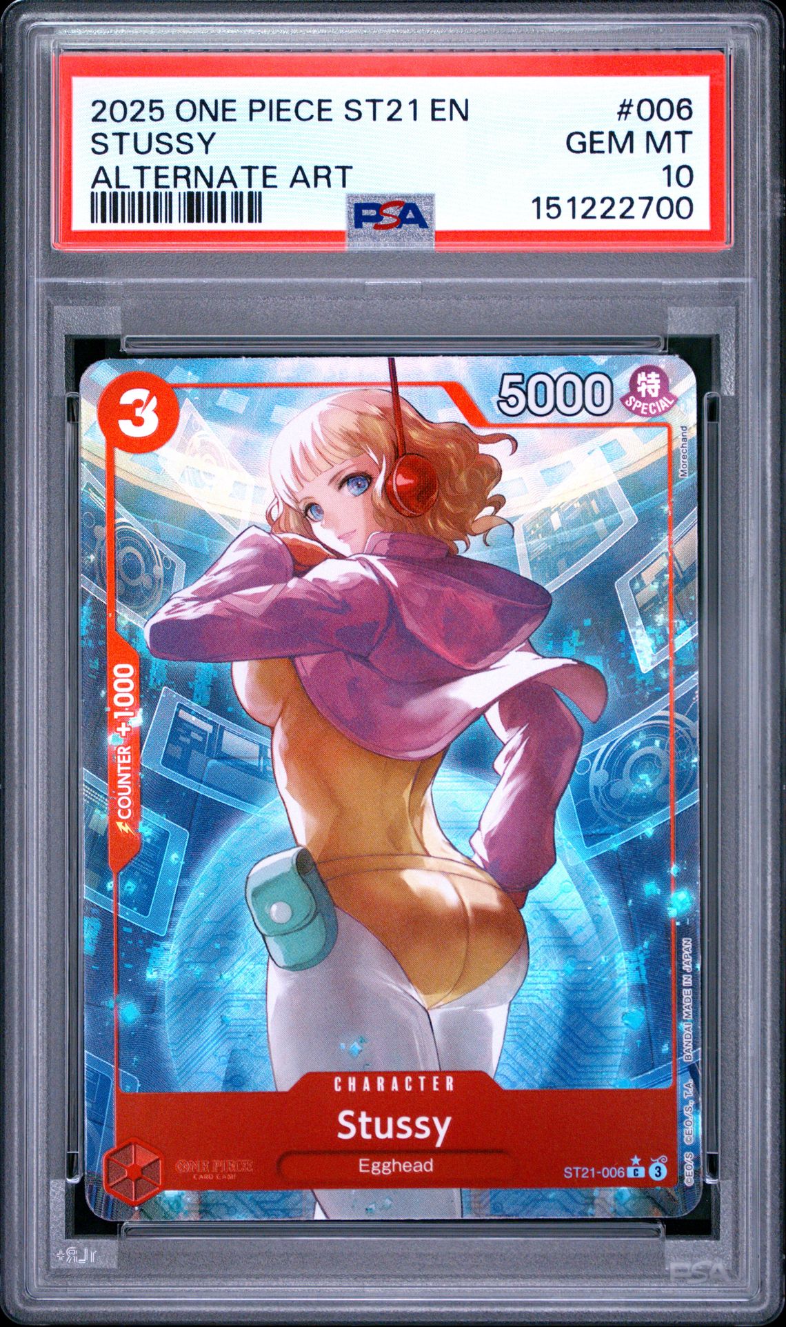 2025 One Piece Starter Deck St21-Ex Gear 5 Stussy #006 (Alternate Art) Gem Mt 10 front