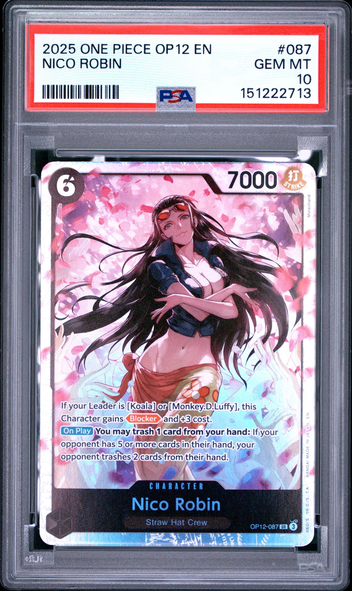 2025 One Piece Op12-Legacy Of The Master Nico Robin #087 Gem Mt 10 front