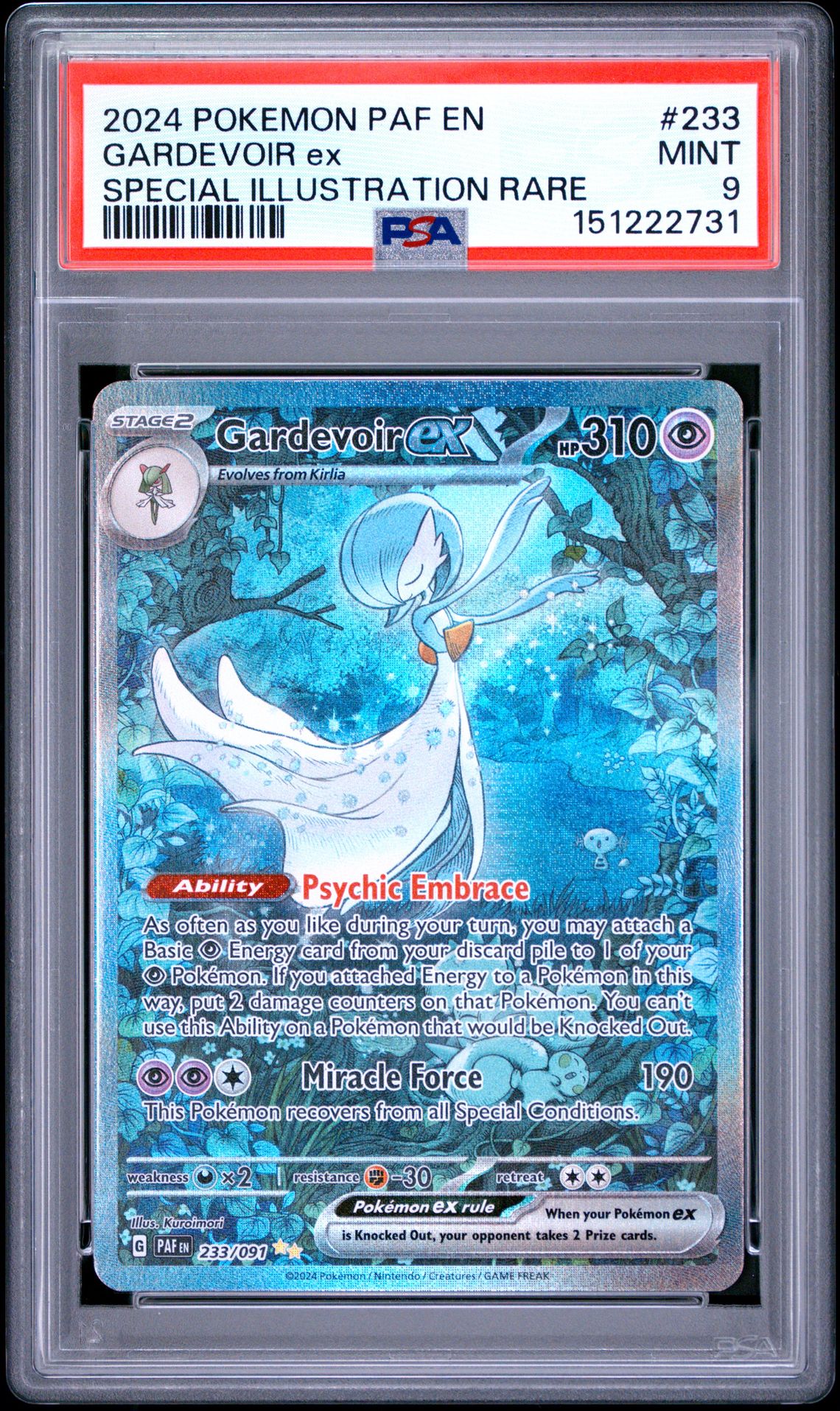 2024 Pokemon Paf En-Paldean Fates Gardevoir Ex #233 (Special Illustration Rare) Mint 9 front