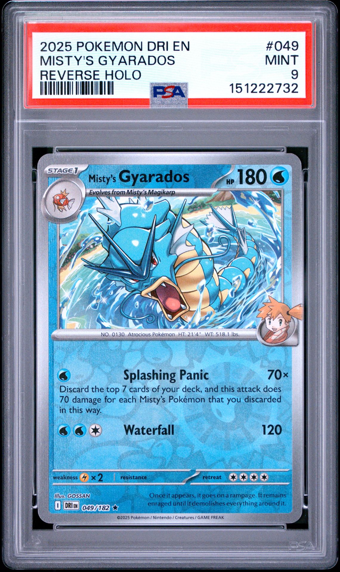 2025 Pokemon Dri En-Destined Rivals Misty's Gyarados #049 (Reverse Holo) Mint 9 front