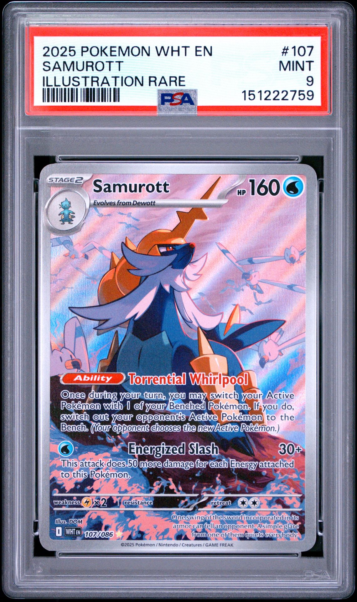 2025 Pokemon Wht En-White Flare Samurott #107 (Illustration Rare) Mint 9 front