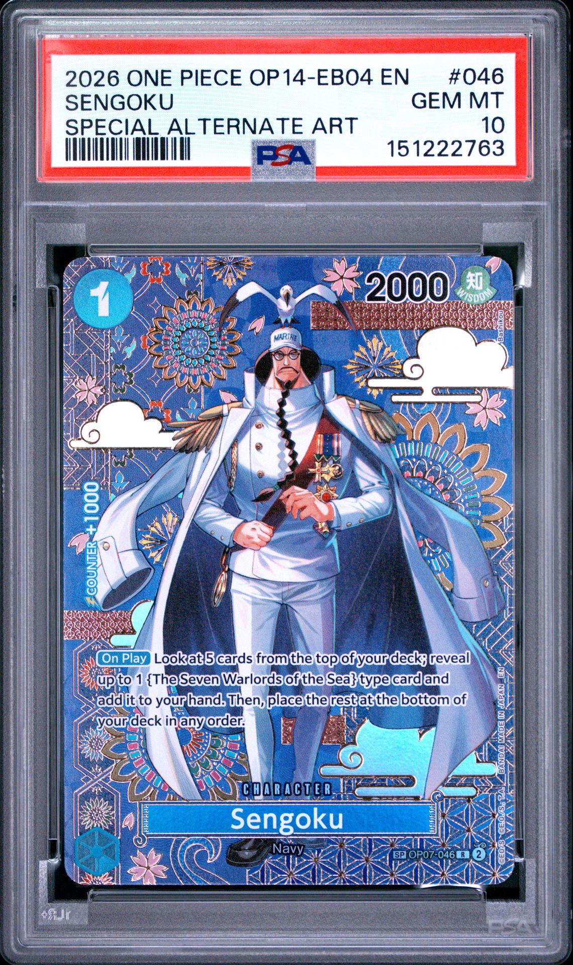 2026 One Piece Op14-Eb04-The Azure Sea's Seven Sengoku #046 (Special Alternate Art) Gem Mt 10 front view - PSA graded GEM MT 10