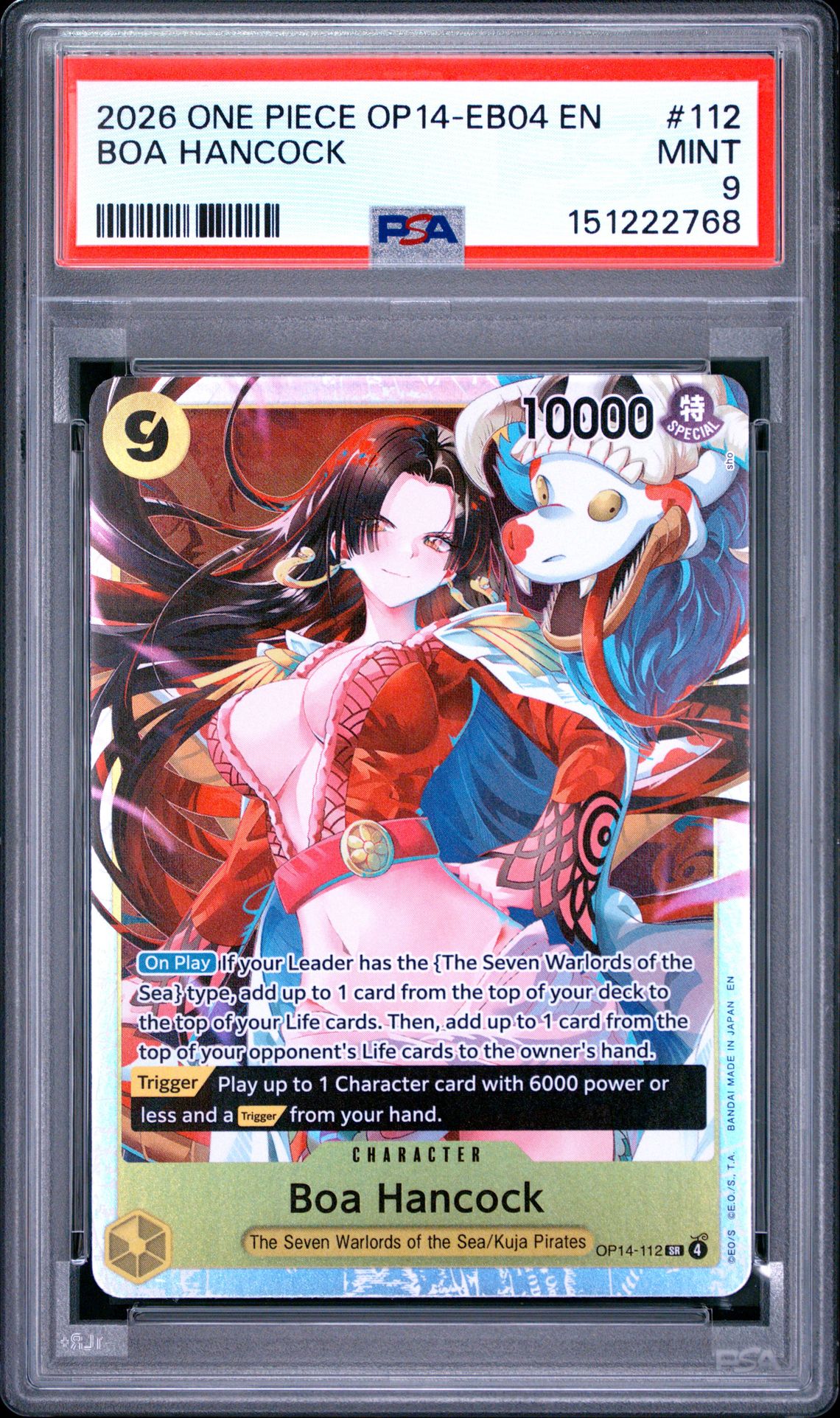 2026 One Piece Op14-Eb04-The Azure Sea's Seven Boa Hancock #112 Mint 9 front