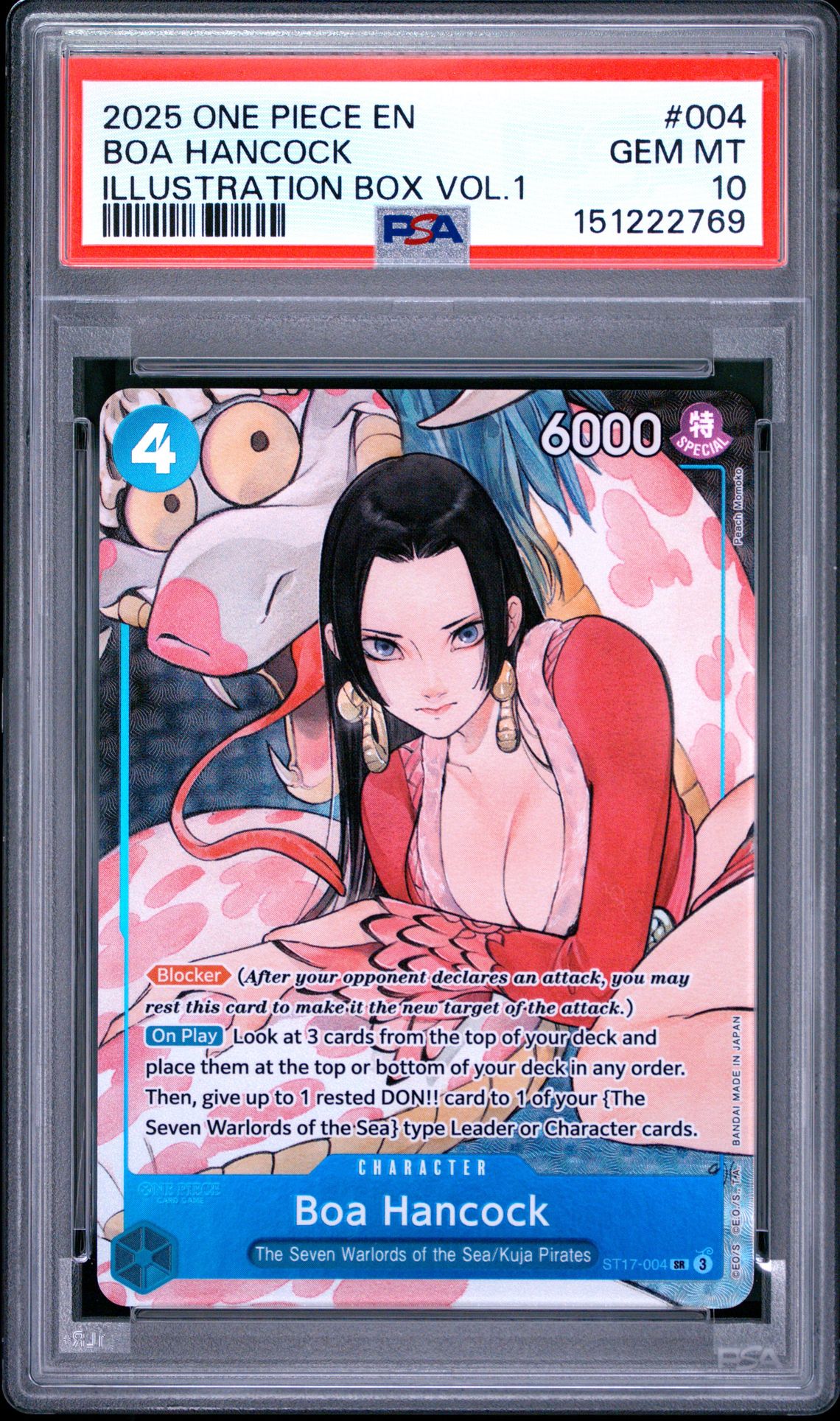 2025 One Piece Promos Boa Hancock #004 (Illustration Box Vol.1) Gem Mt 10 front view - PSA graded GEM MT 10