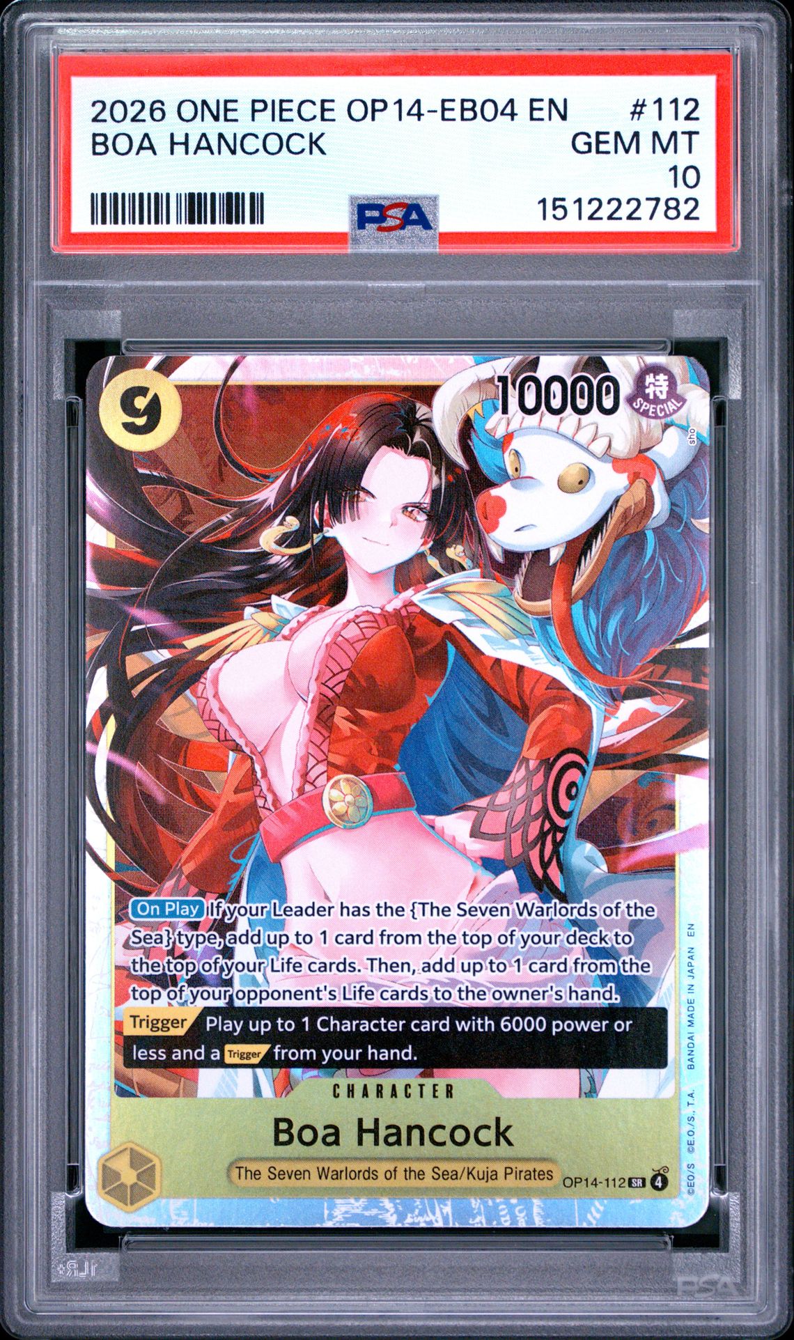 2026 One Piece Op14-Eb04-The Azure Sea's Seven Boa Hancock #112 Gem Mt 10 front view - PSA graded GEM MT 10
