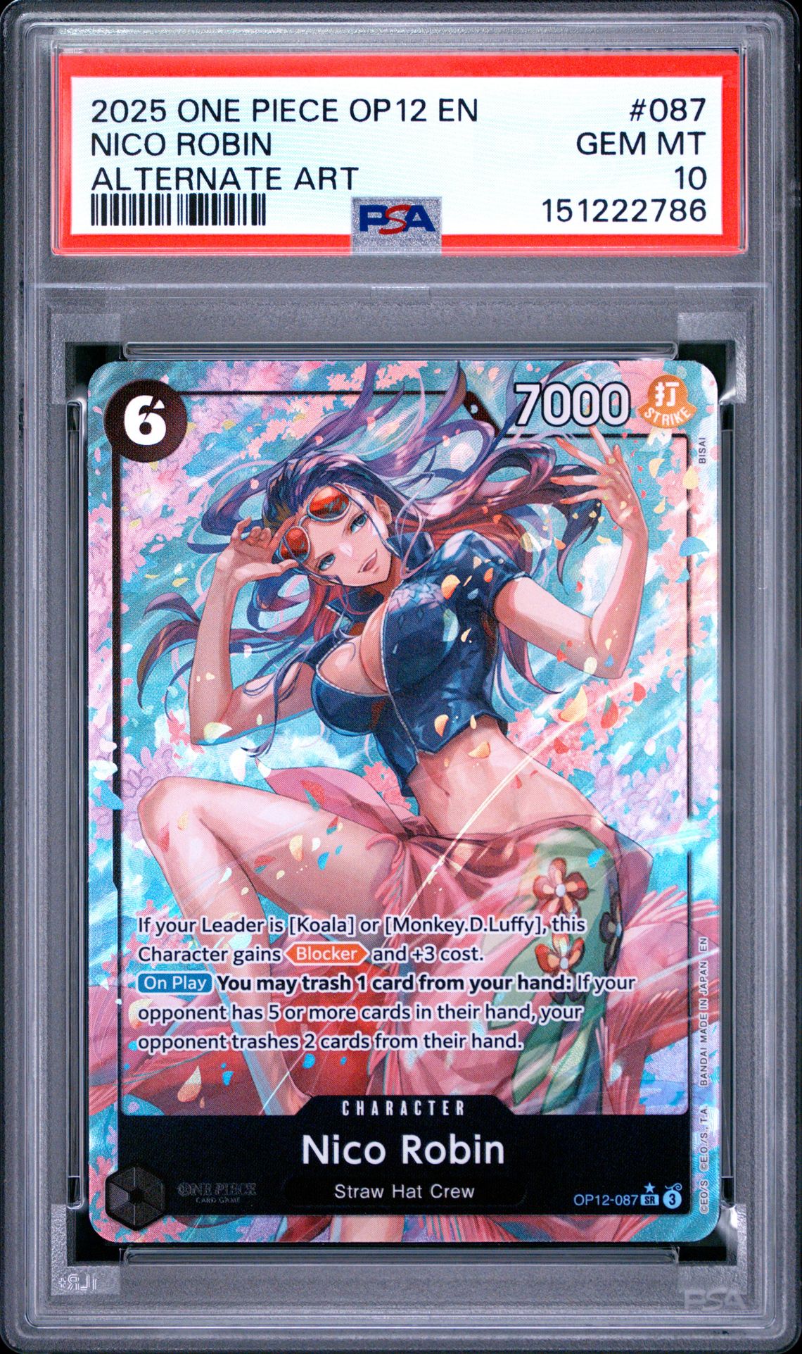 2025 One Piece Op12-Legacy Of The Master Nico Robin #087 (Alternate Art) Gem Mt 10 front view - PSA graded GEM MT 10