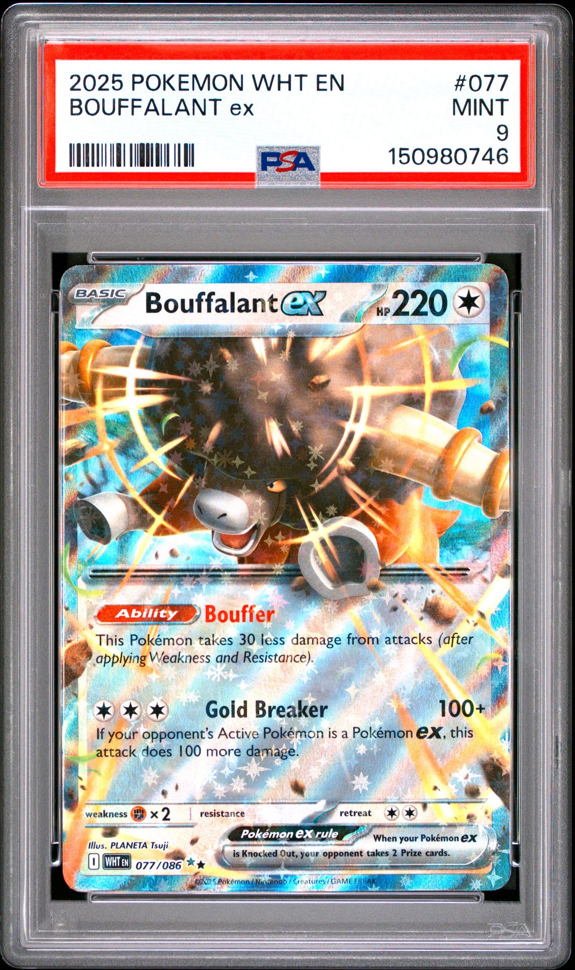 2025 Pokemon Wht En-White Flare Bouffalant Ex #077 Mint 9 front