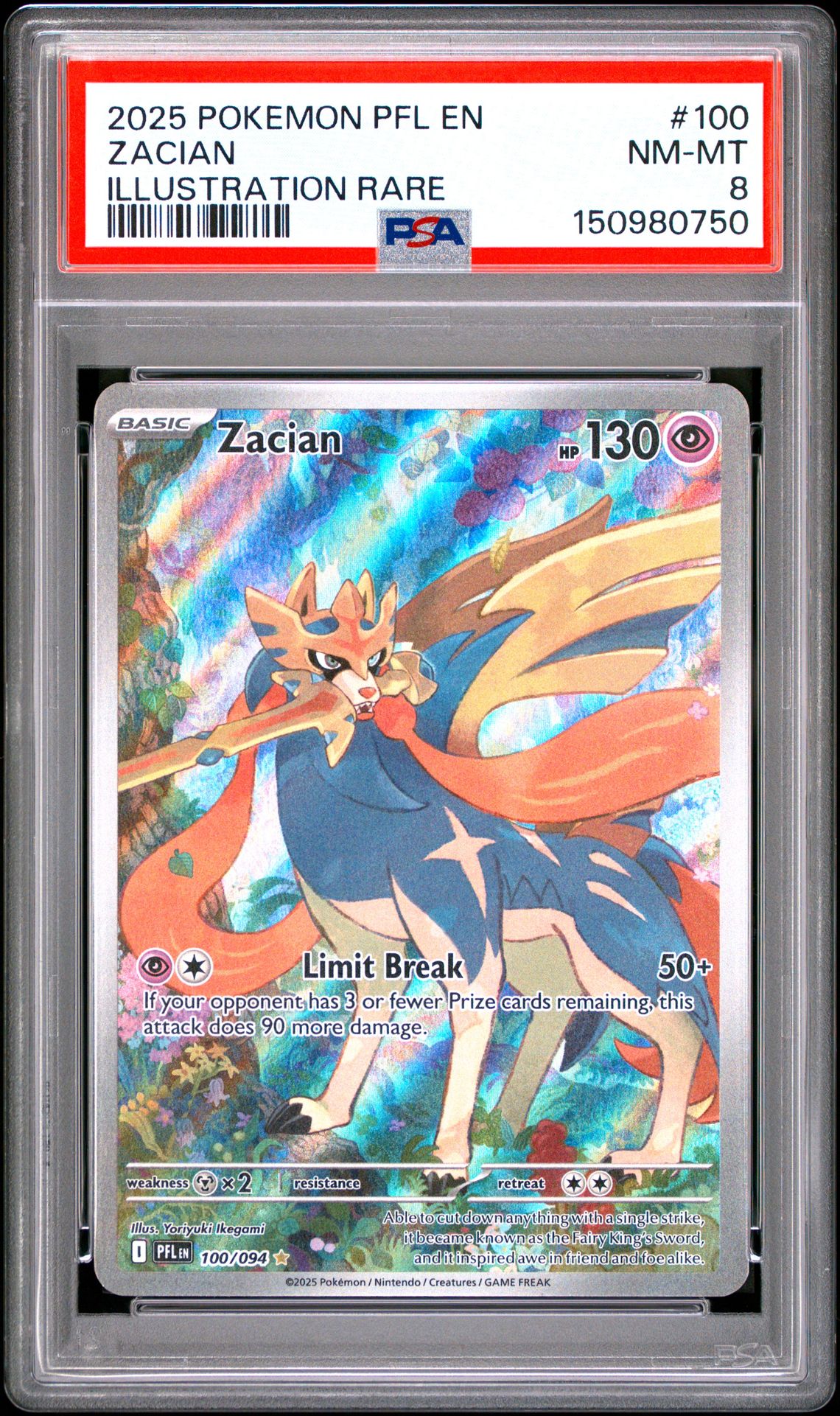 2025 Pokemon Pfl En-Phantasmal Flames Zacian #100 (Illustration Rare) Nm-Mt 8 front