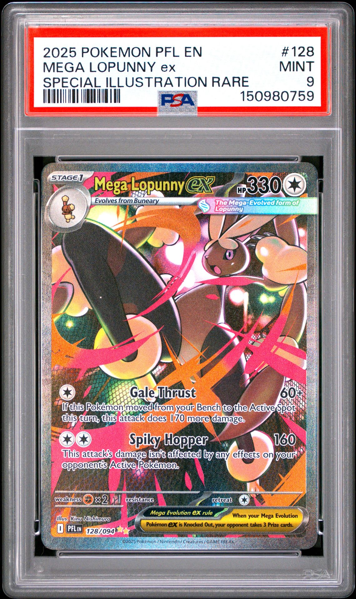 2025 Pokemon Pfl En-Phantasmal Flames Mega Lopunny Ex #128 (Special Illustration Rare) Mint 9 front