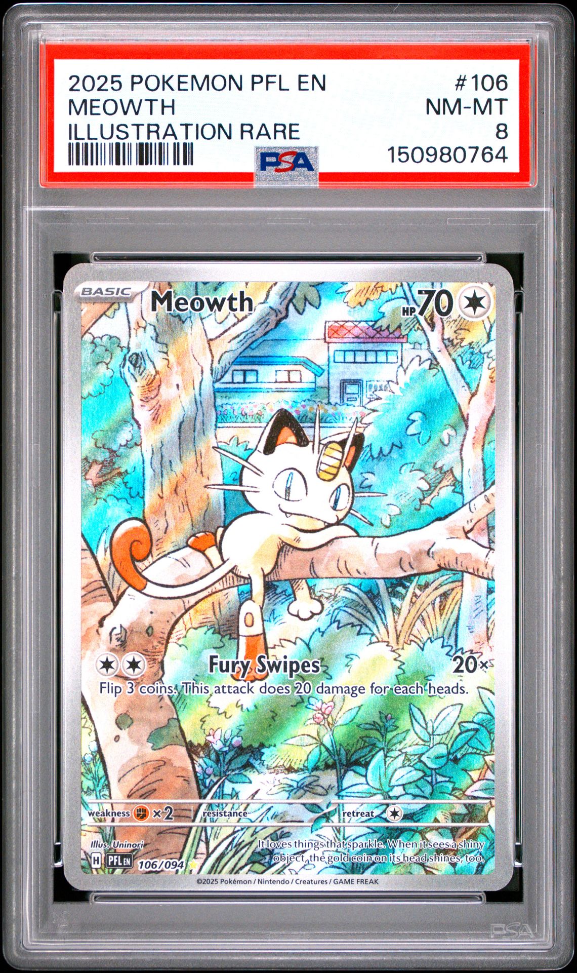 2025 Pokemon Pfl En-Phantasmal Flames Meowth #106 (Illustration Rare) Nm-Mt 8 front
