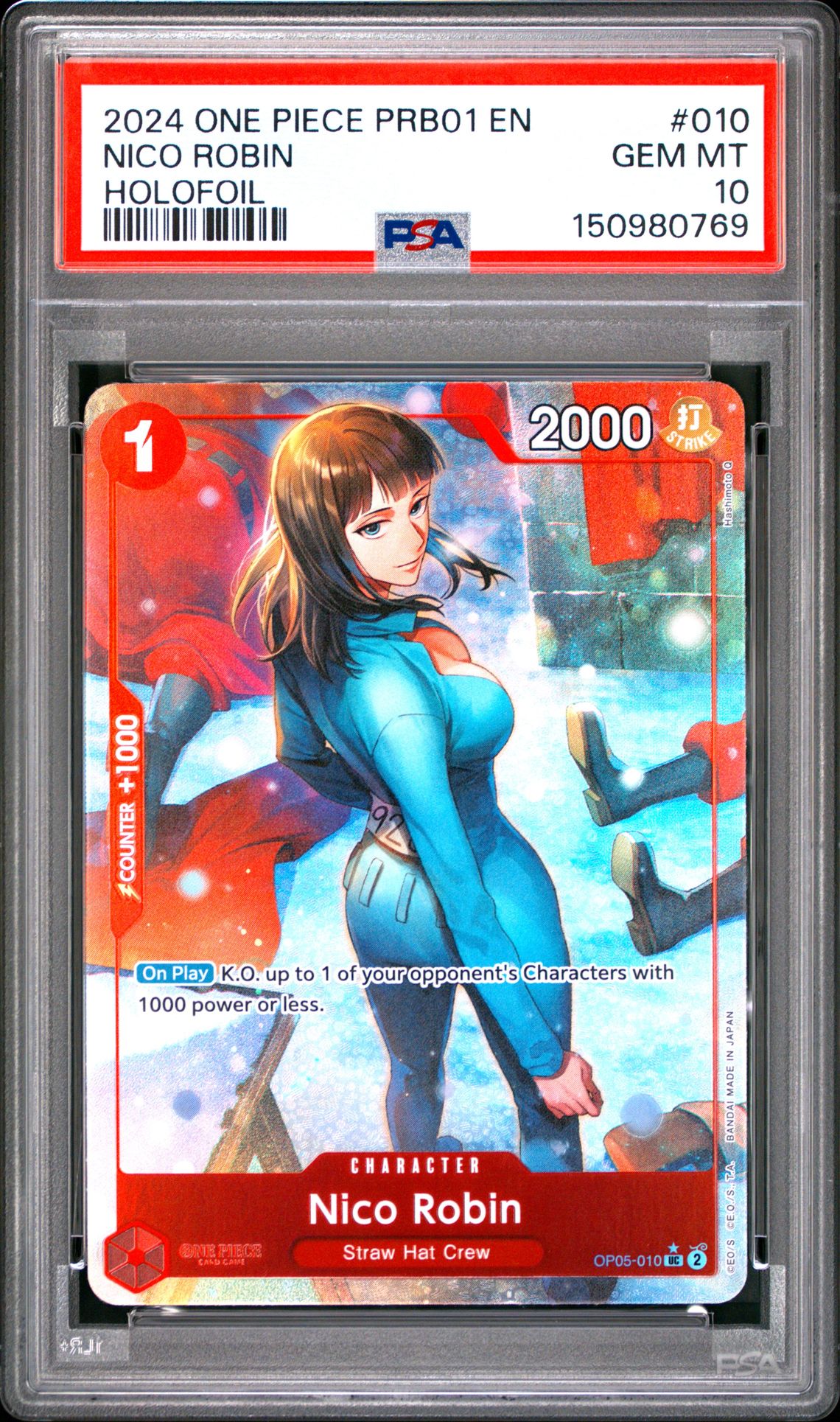 2024 One Piece Prb01-Premium Booster -One Piece Card The Best- Nico Robin #010 (Holofoil) Gem Mt 10 front