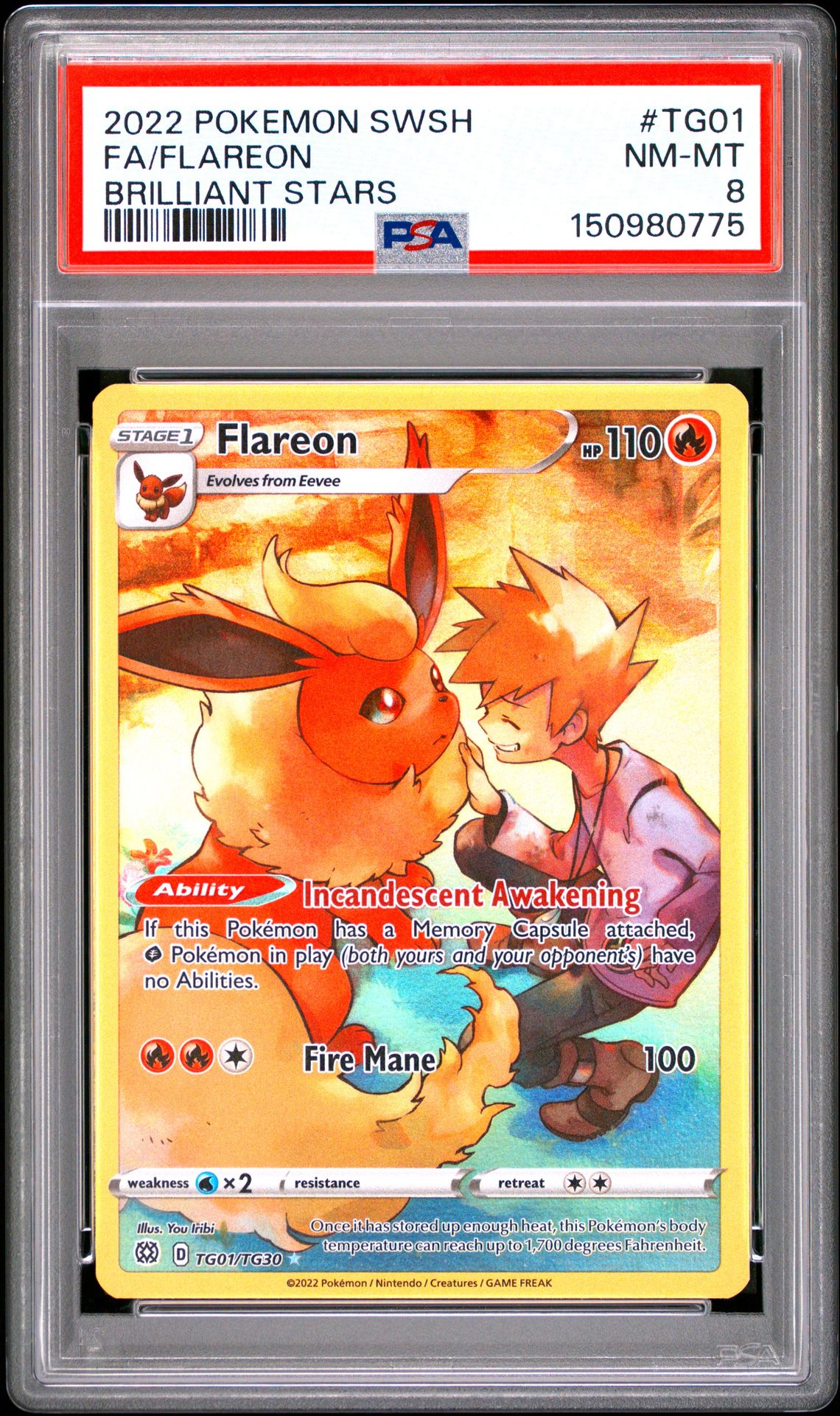 2022 Pokemon Sword & Shield Brilliant Stars Fa/Flareon #Tg01 (Brilliant Stars) Nm-Mt 8 front