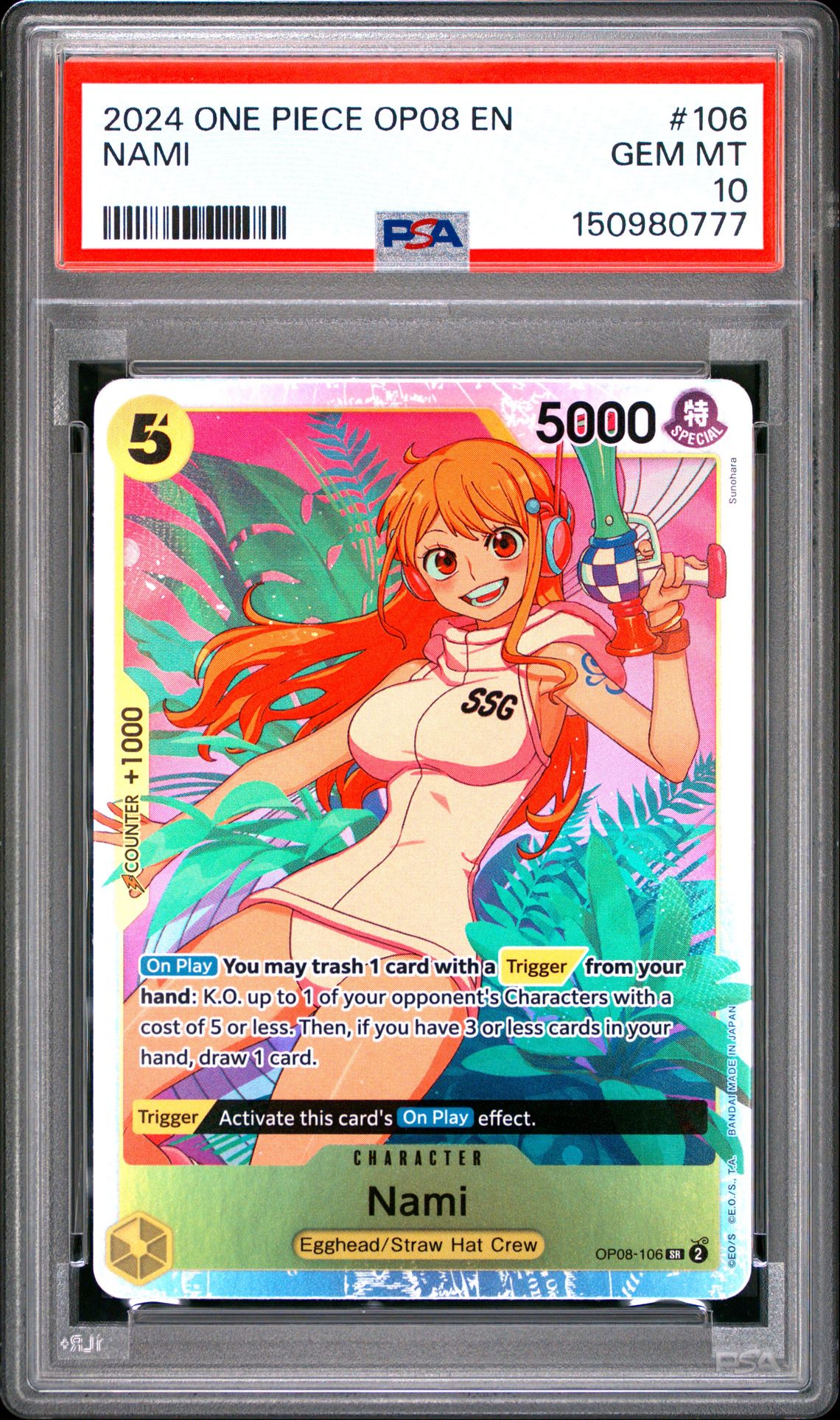 2024 One Piece Op08-Two Legends Nami #106 Gem Mt 10 front