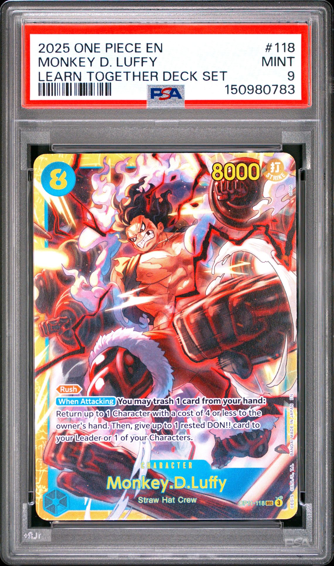 2025 One Piece Learn Together Deck Set Monkey D. Luffy #118 Mint 9 front