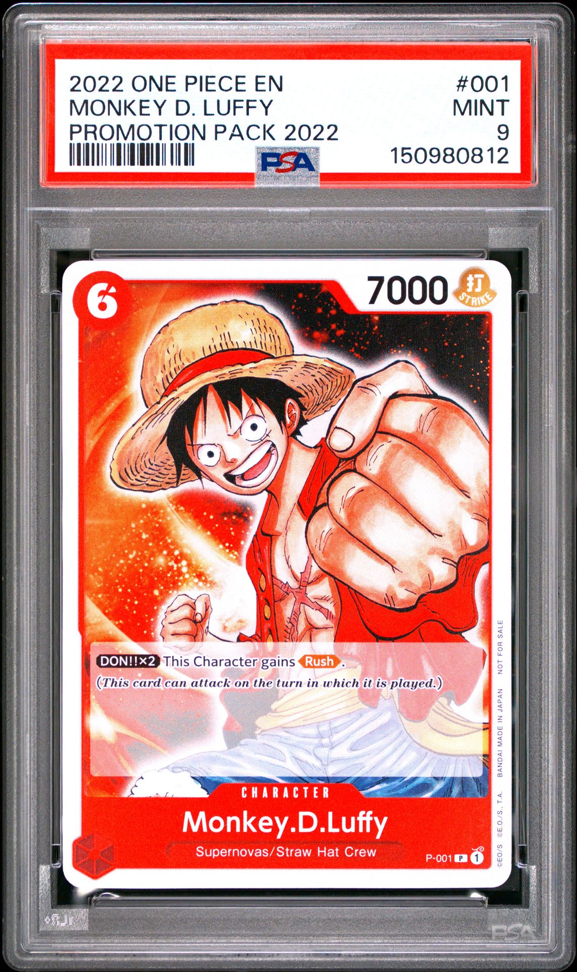 2022 One Piece Promos Monkey D. Luffy #001 (Promotion Pack 2022) Mint 9 front