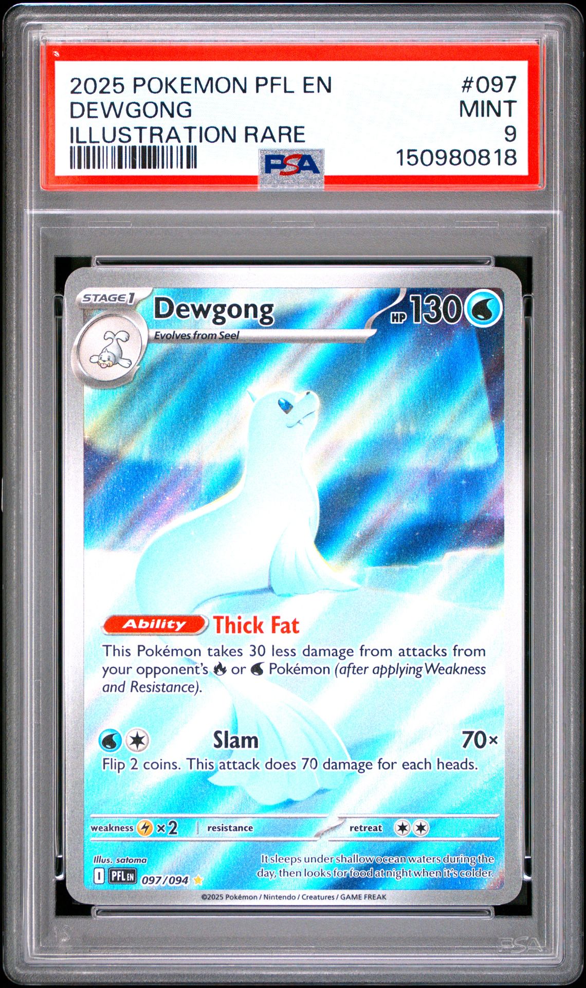 2025 Pokemon Pfl En-Phantasmal Flames Dewgong #097 (Illustration Rare) Mint 9 front