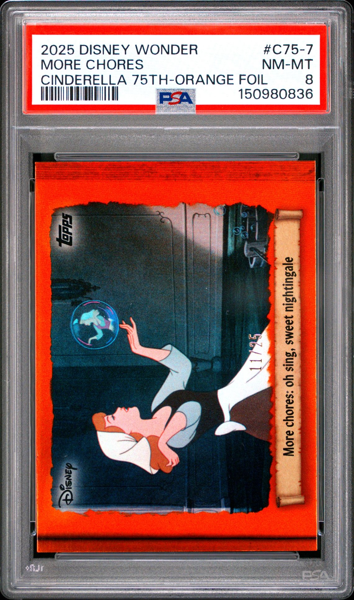2025 Topps Disney Wonder Cinderella 75Th Story More Chores #C75-7 (Cinderella 75Th-Orange Foil) Nm-Mt 8 front