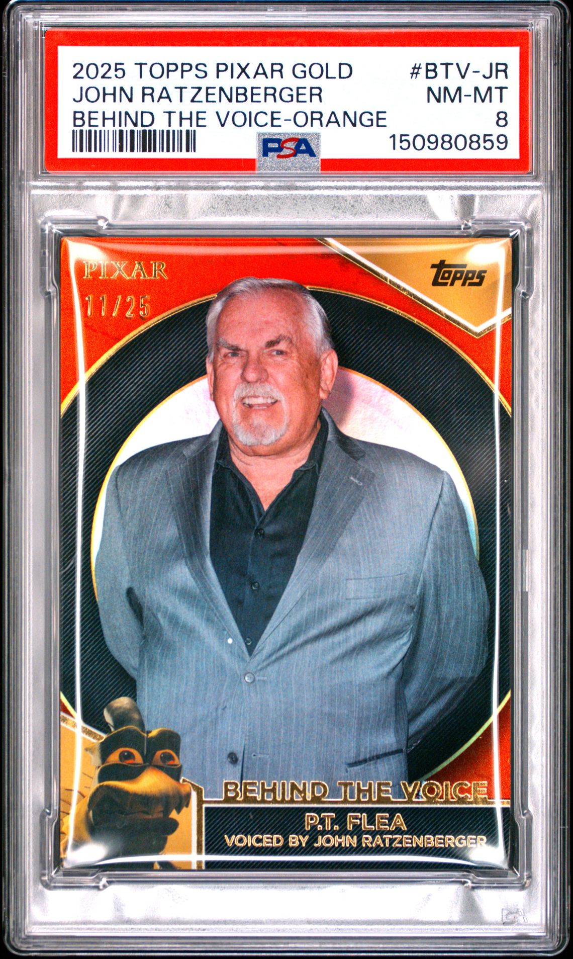 2025 Topps Pixar Gold Behind The Voice John Ratzenberger #Btv-Jr (Behind The Voice-Orange) Nm-Mt 8 front