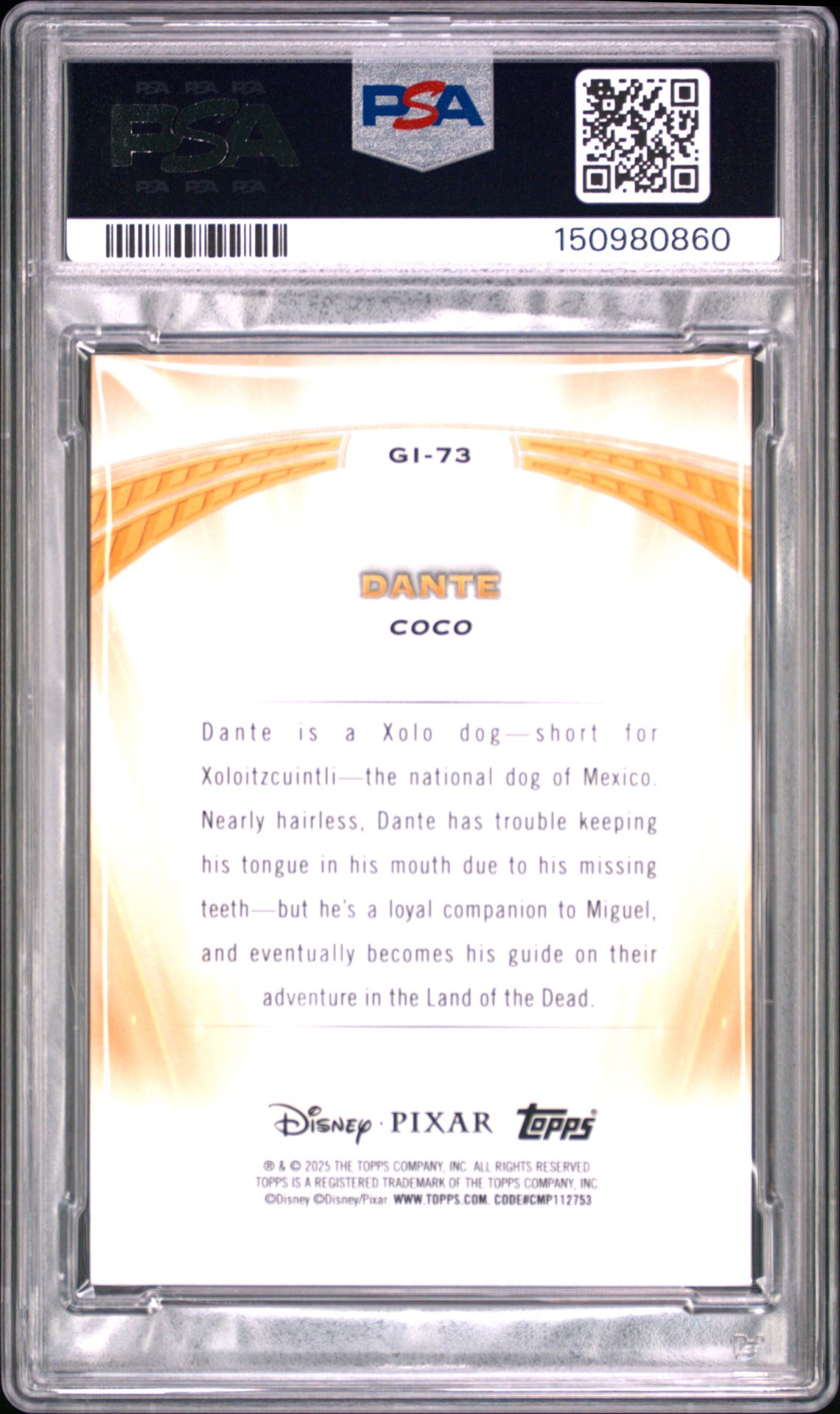 2025 Topps Pixar Gold Golden Icons Dante #Gi-73 Nm-Mt 8 back