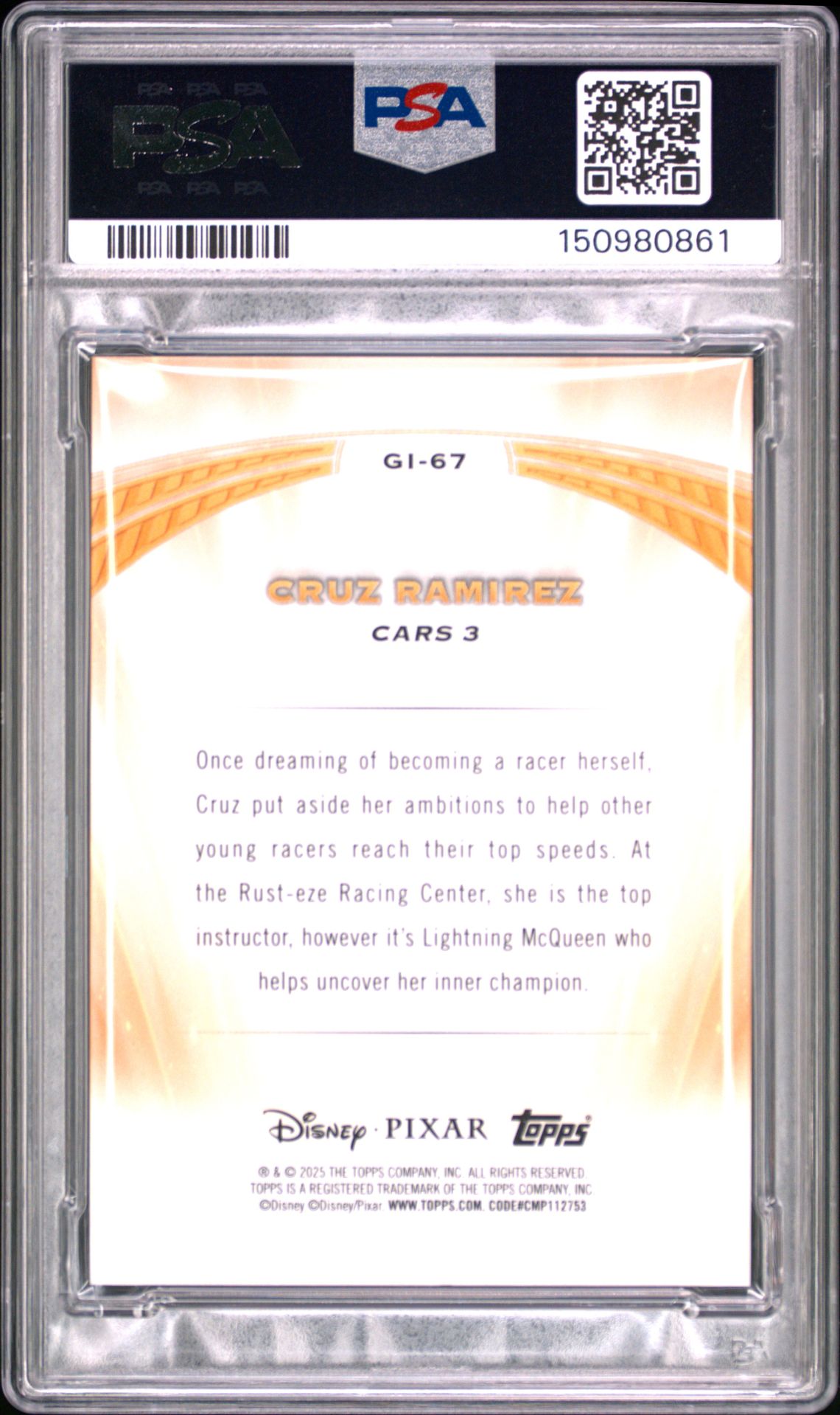 2025 Topps Pixar Gold Golden Icons Cruz Ramirez #Gi-67 (Golden Icons-Black) Nm-Mt 8 back