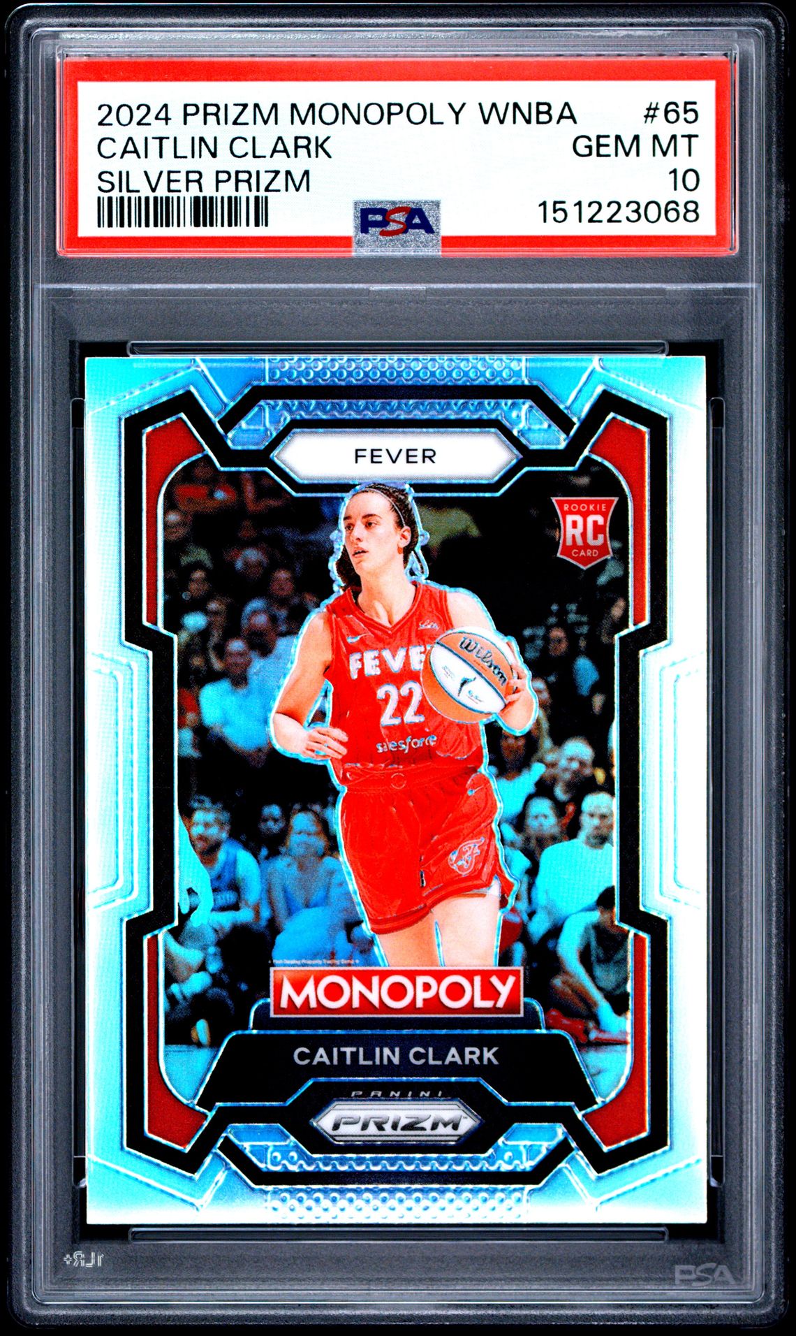 2024 Panini Prizm Monopoly Wnba Caitlin Clark #65 (Silver Prizm) Gem Mt 10 front