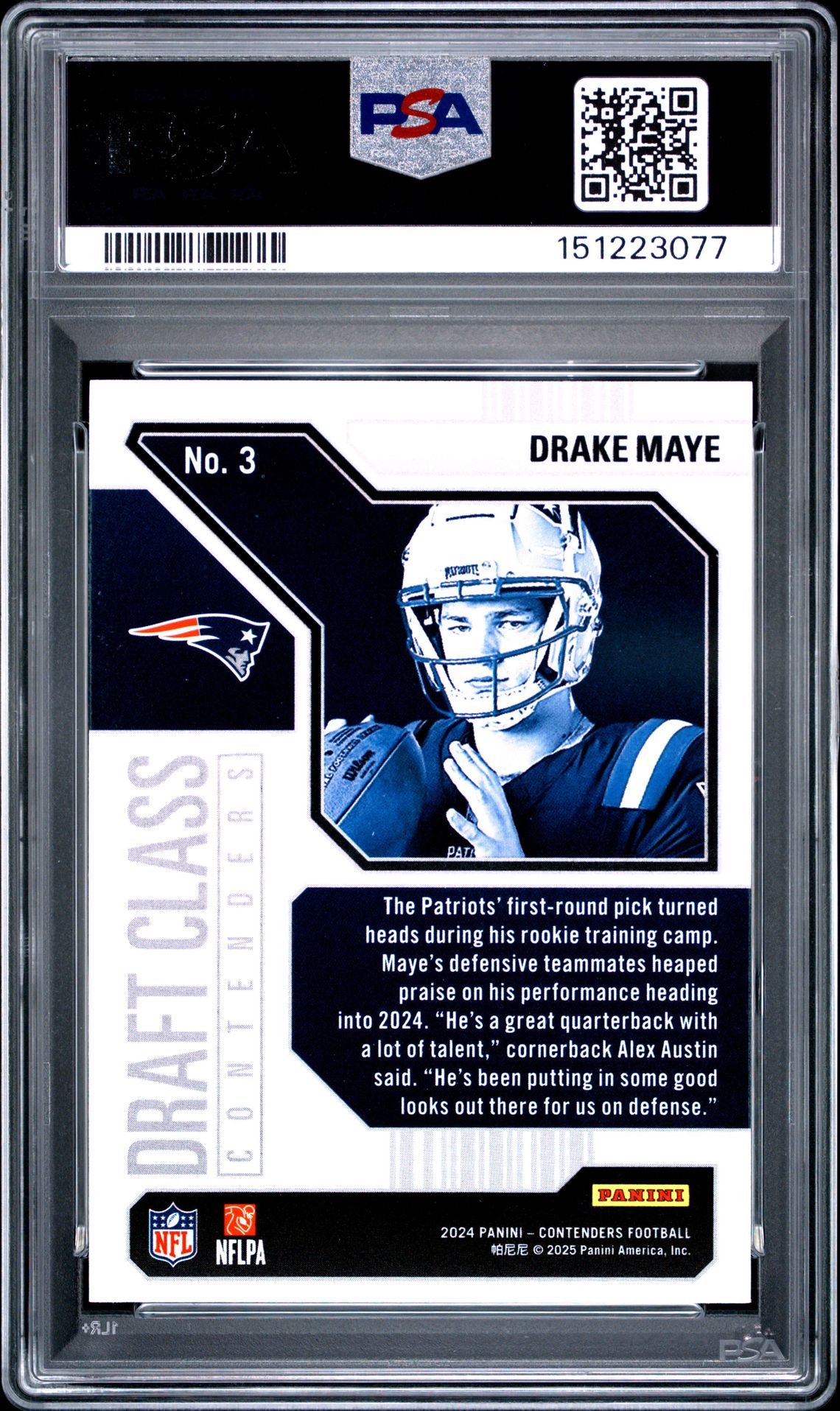 2024 Panini Contenders Draft Class Contenders Drake Maye #3 Mint 9 back