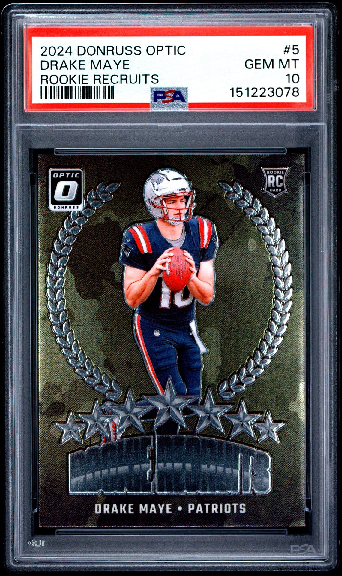 2024 Panini Donruss Optic Rookie Recruits Drake Maye #5 Gem Mt 10 front