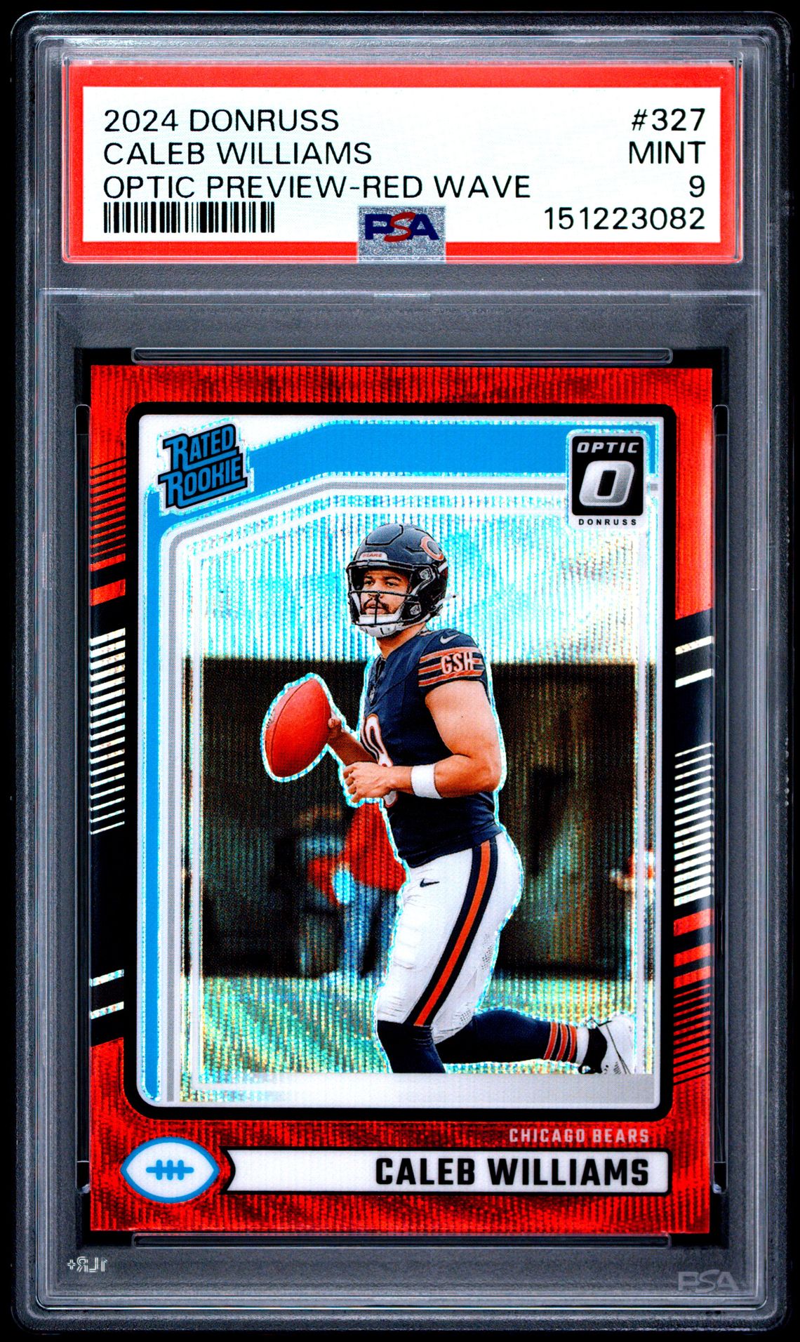 2024 Panini Donruss Caleb Williams #327 (Optic Preview-Red Wave) Mint 9 front